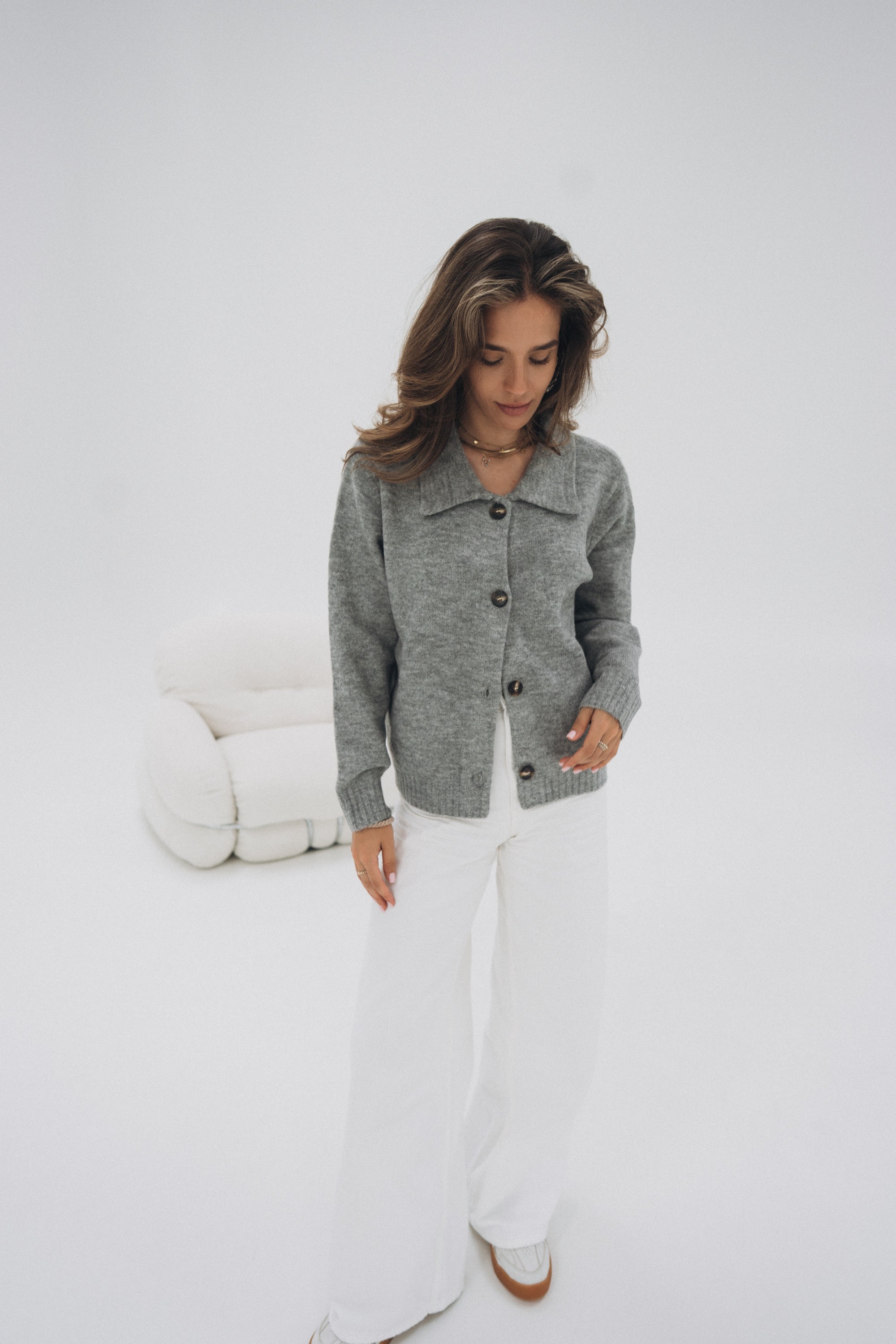 Polo Strickjacke "NillaDLL" grey