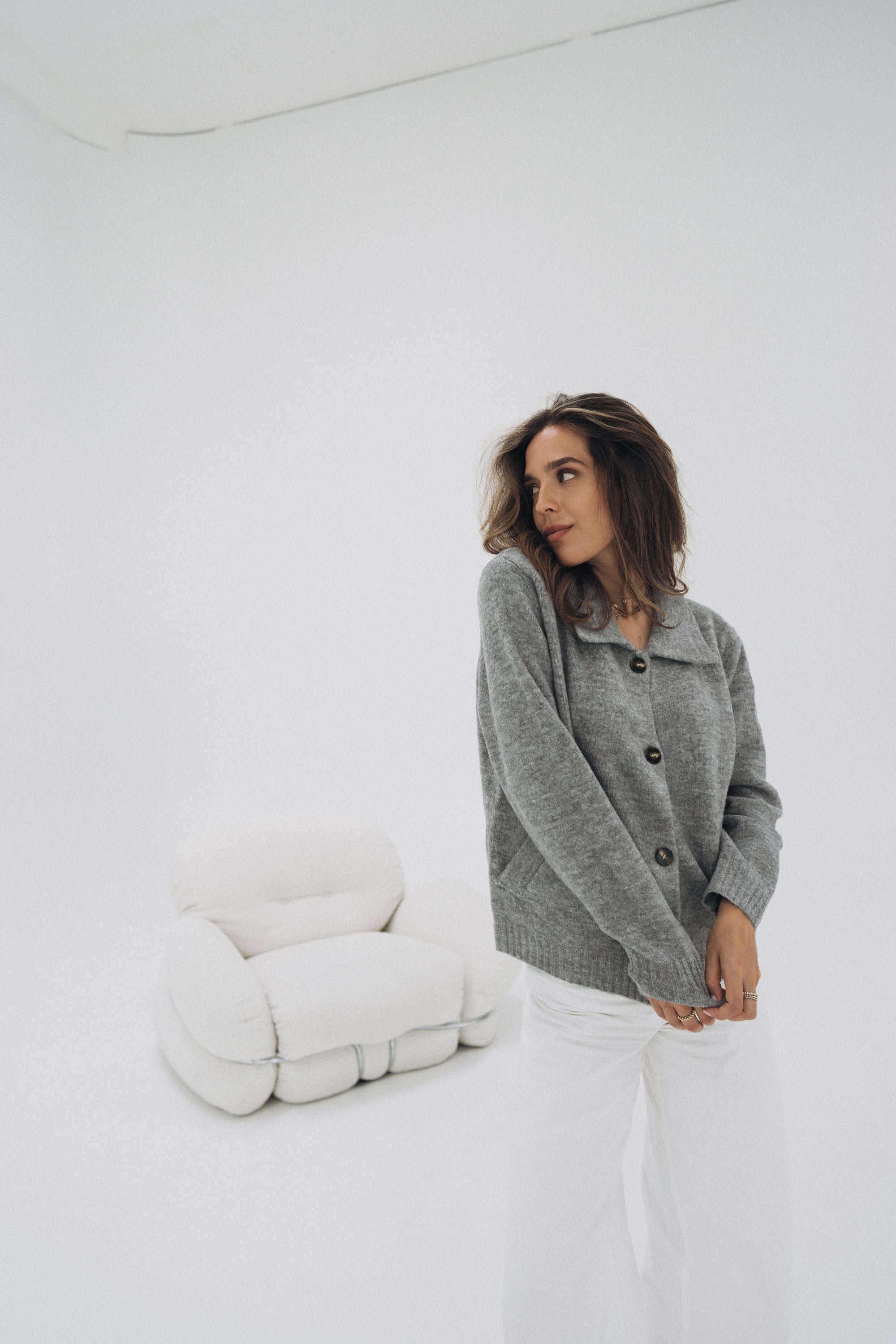 Polo Strickjacke "NillaDLL" grey