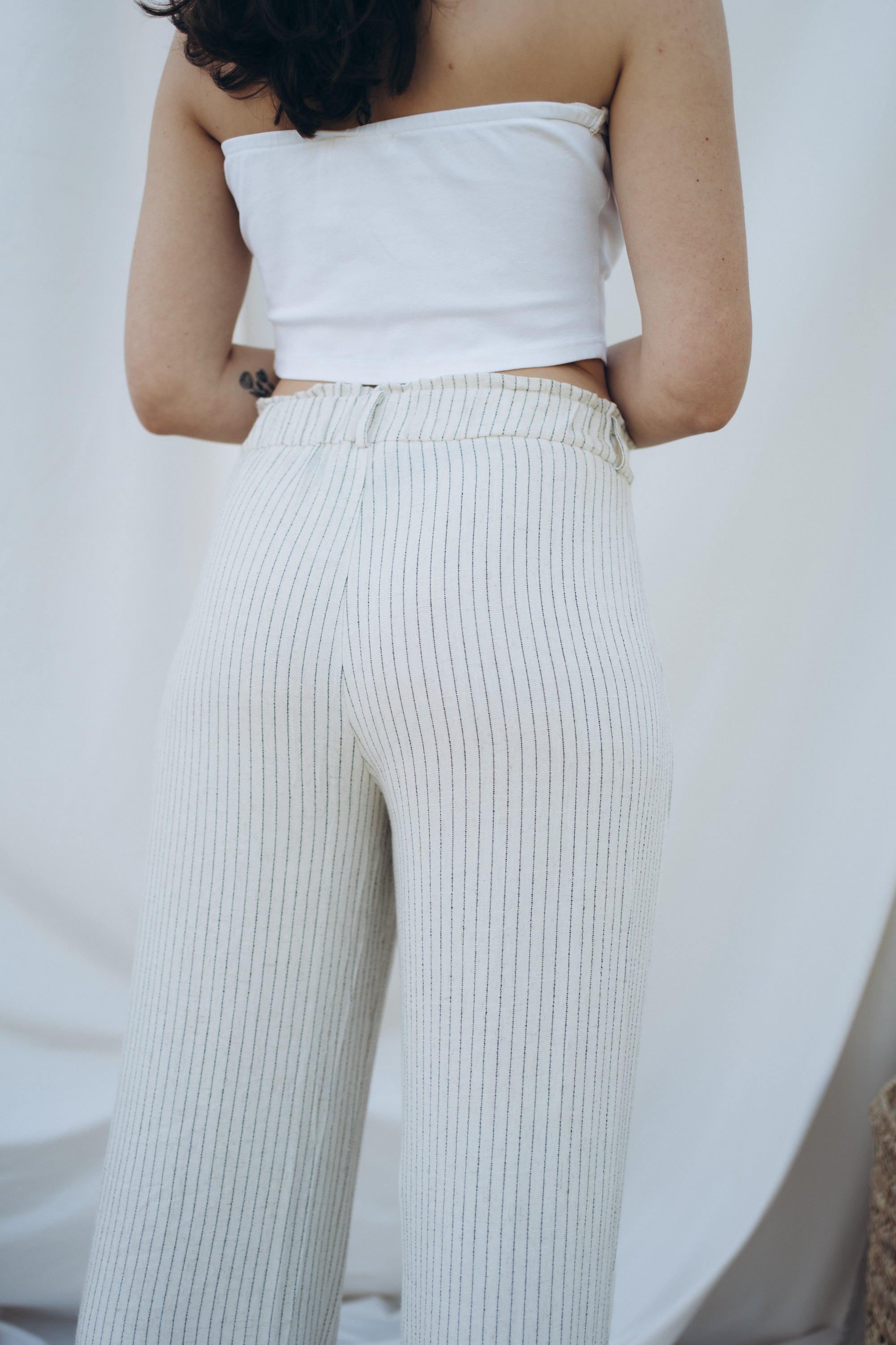 Gestreifte Leinenhose "MandaDLL" beige/black