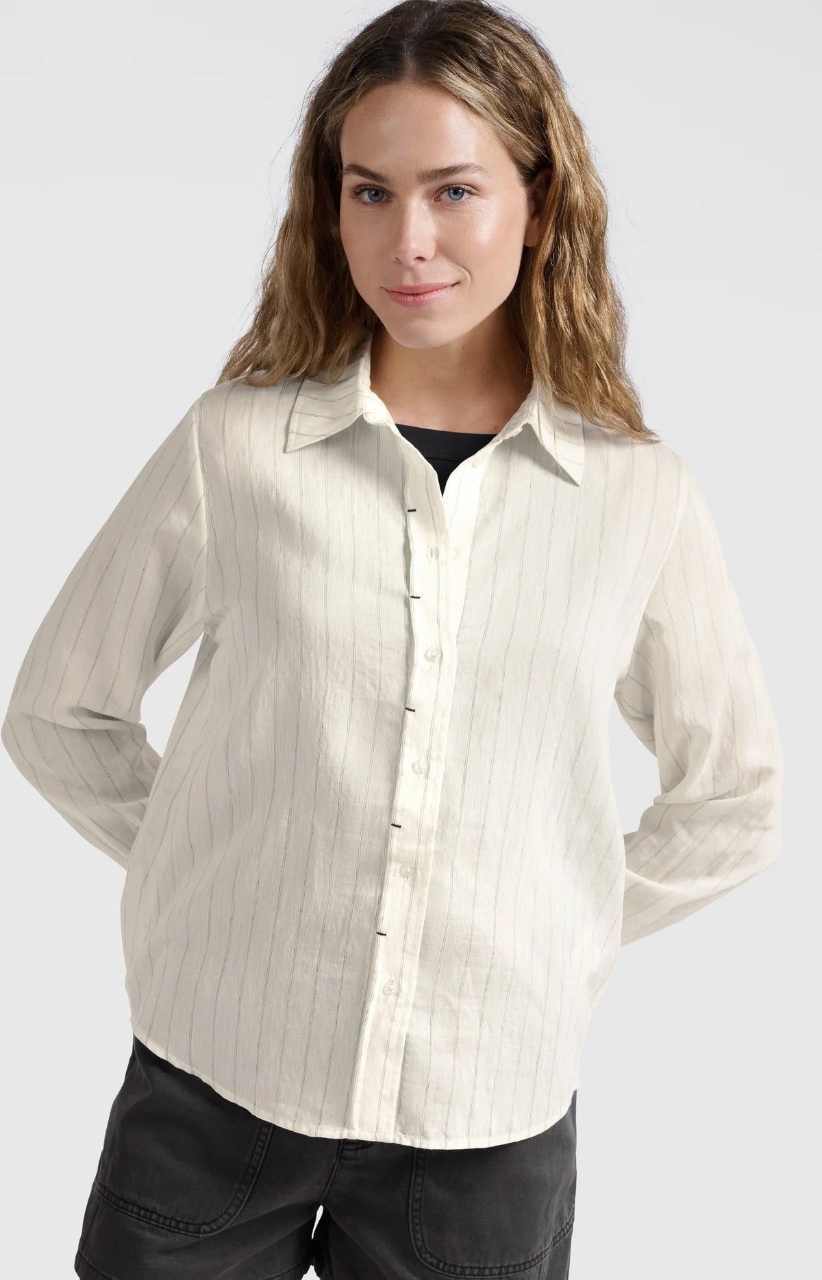 Gestreifte Bluse mit Heftstichdetails