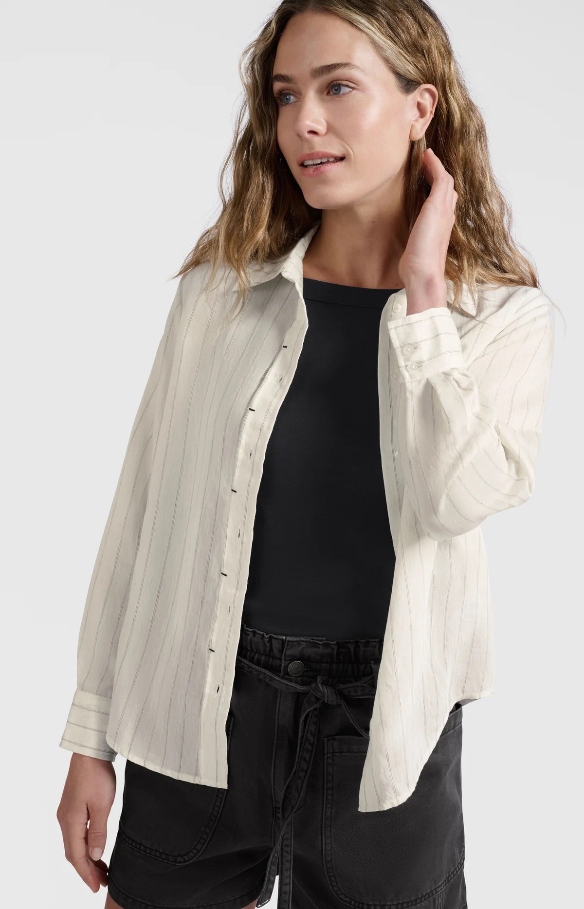 Gestreifte Bluse mit Heftstichdetails