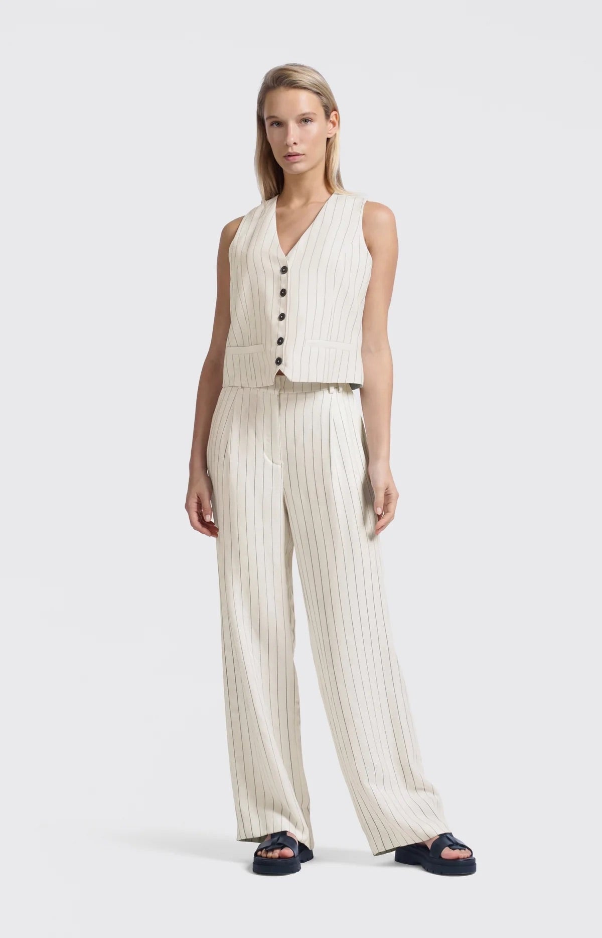 Gestreifte Hose aus Leinenmischung