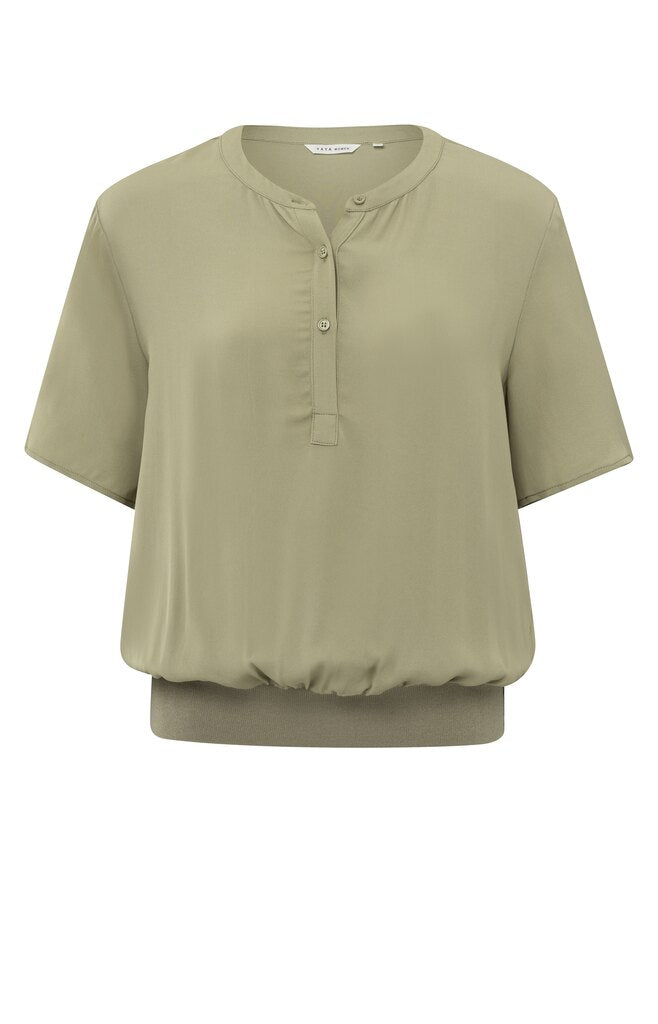 Gewebtes Polohemd mit geripptem Saum