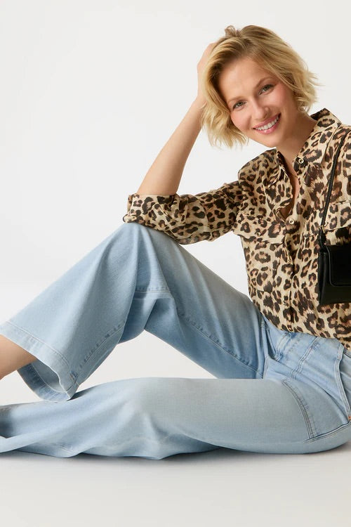 High-Waist Jeans „Lulu“-aqua blue