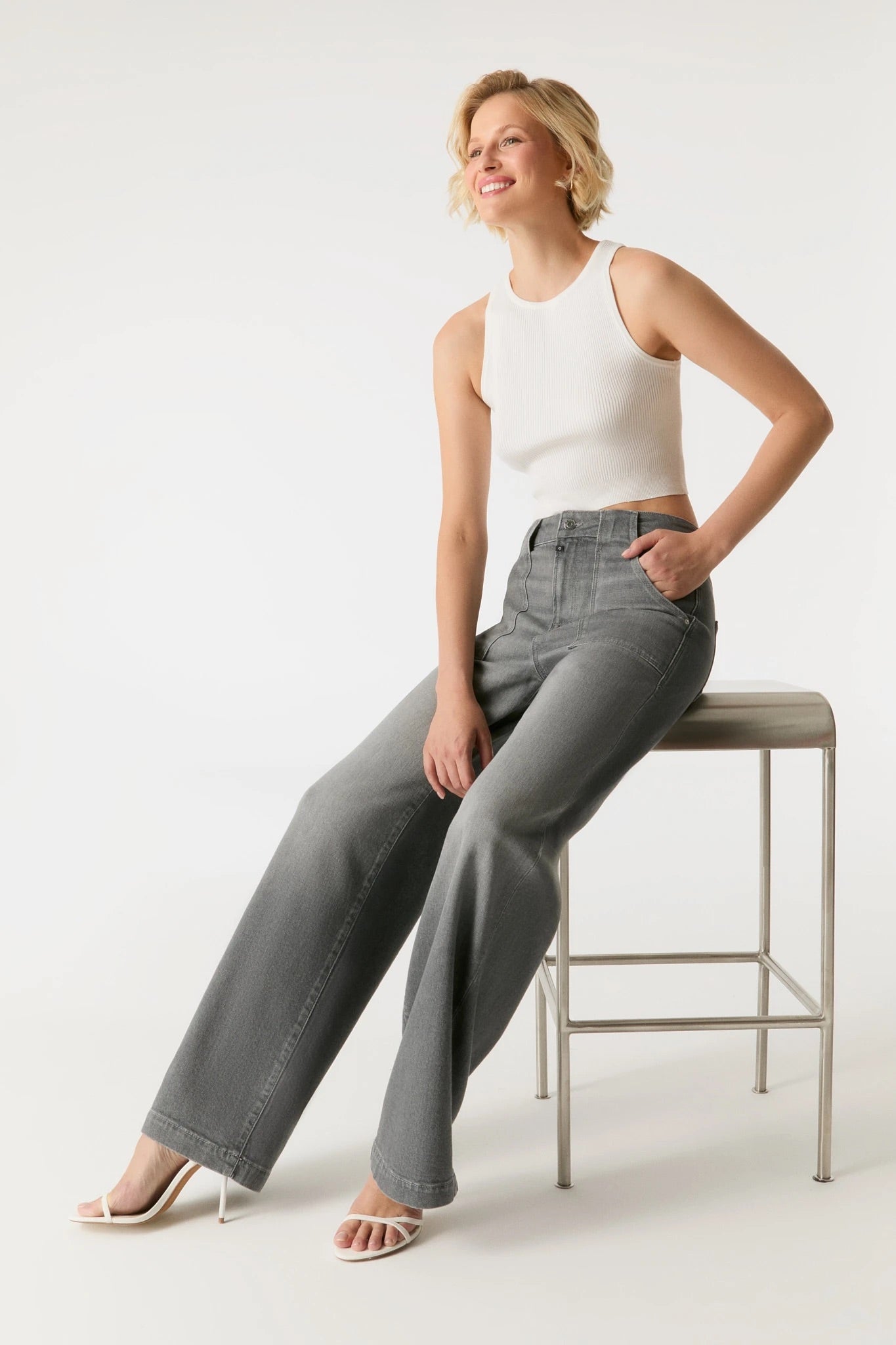 High-Waist Jeans „Lulu“ grey-vintage