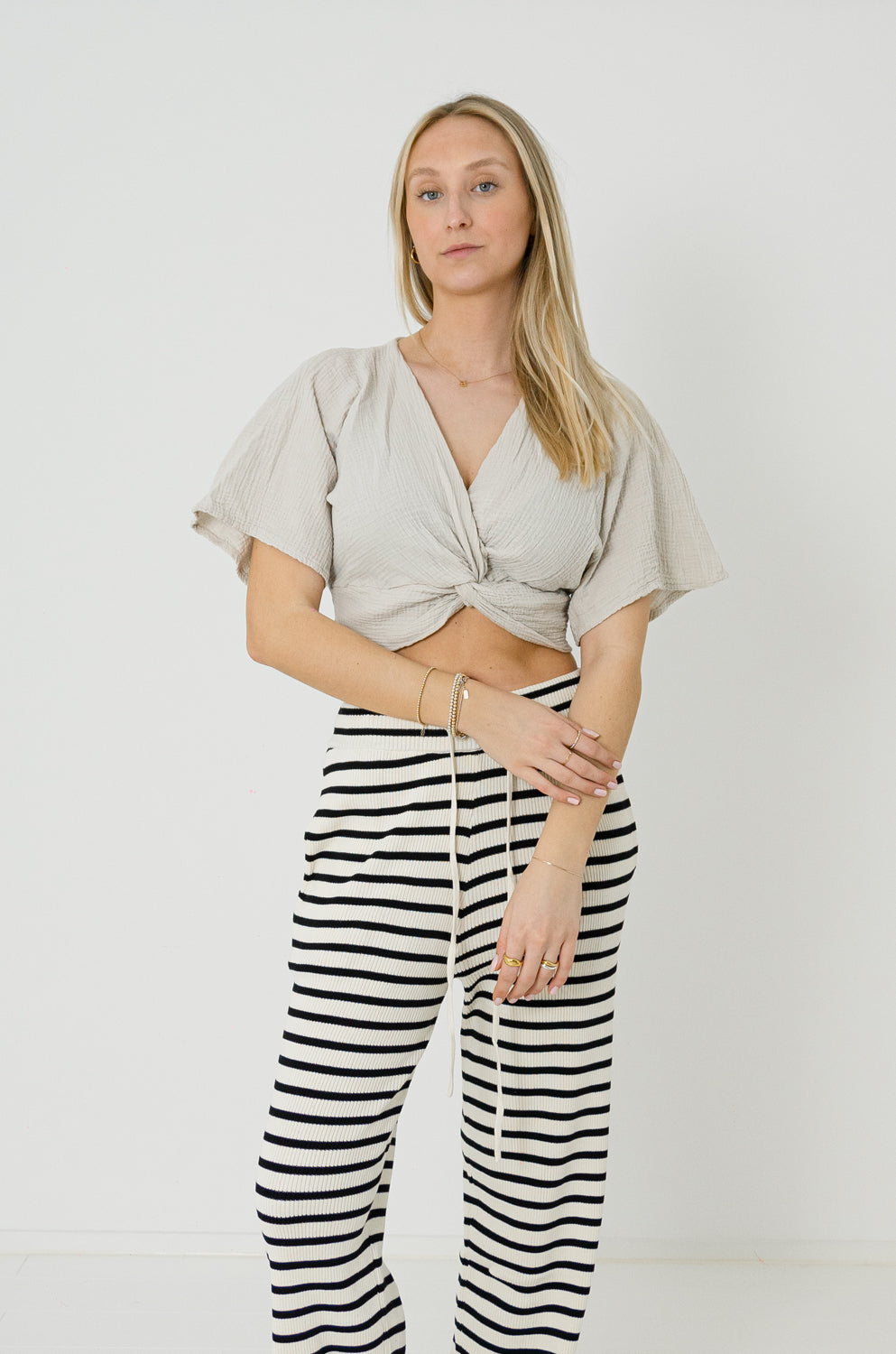 Musselin Knoten-Bluse „Olivia“ sand