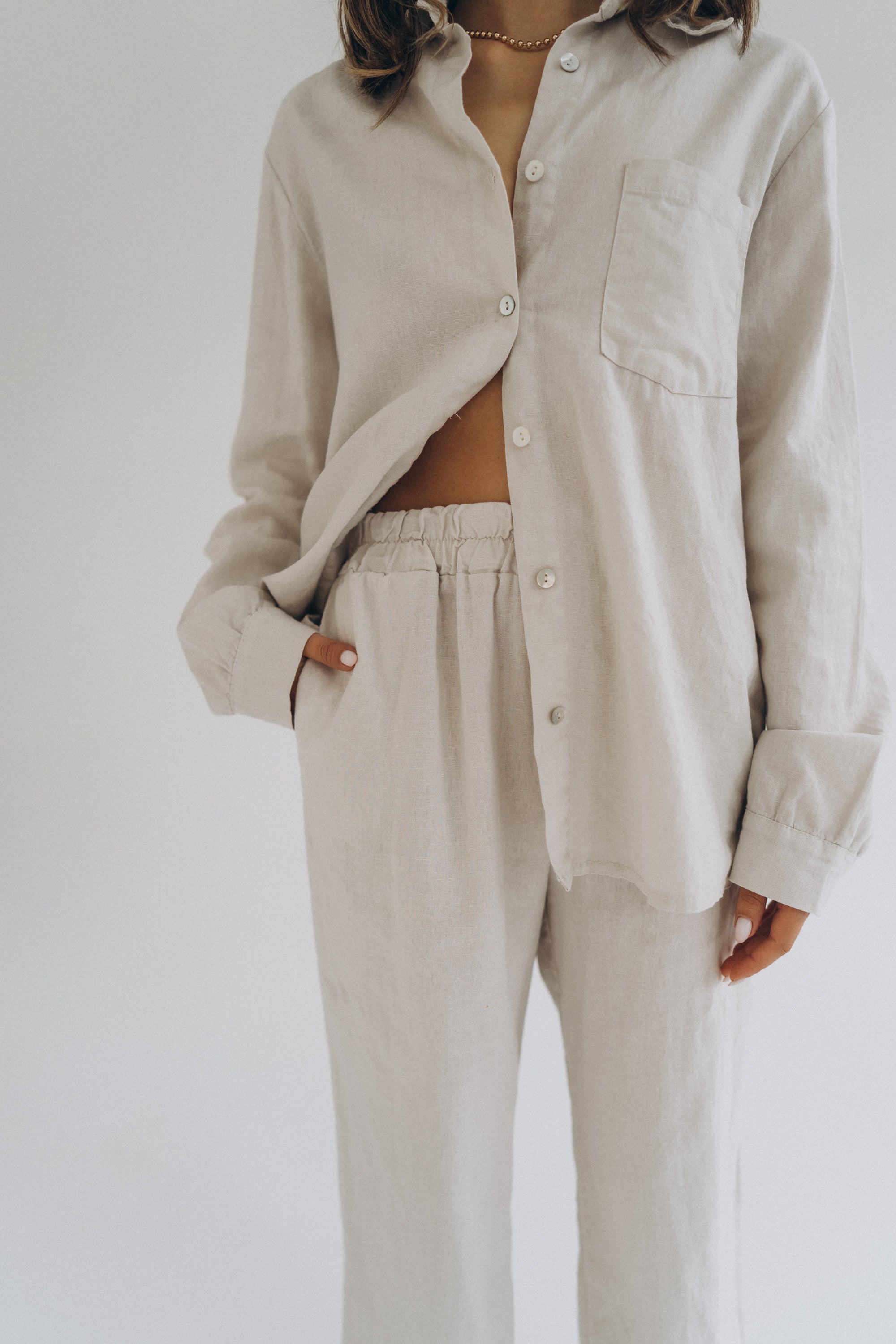 Leinenhose „StineDLL“ light stone