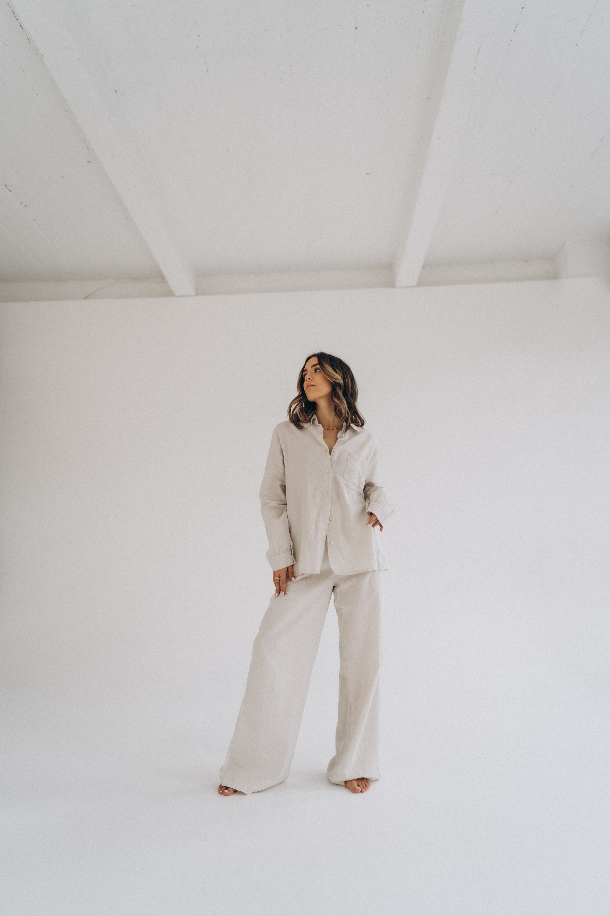 Leinenhose „StineDLL“ light stone