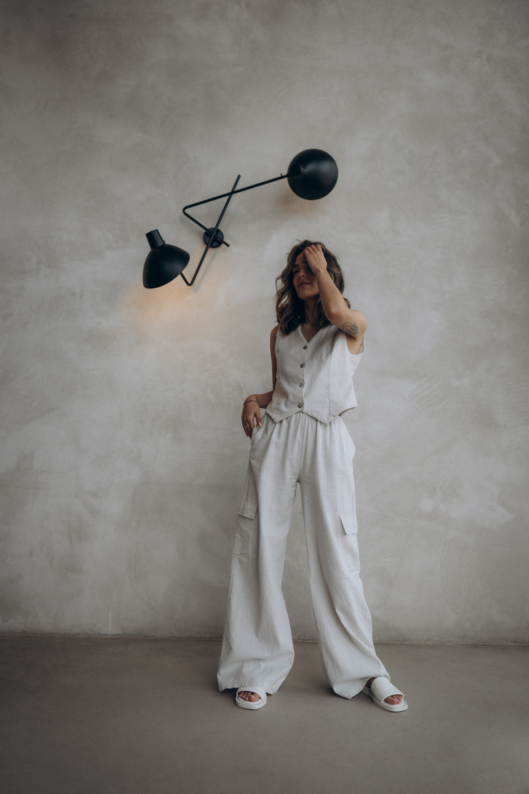 Cargo-Leinenhose „HiljaDLL“ light stone