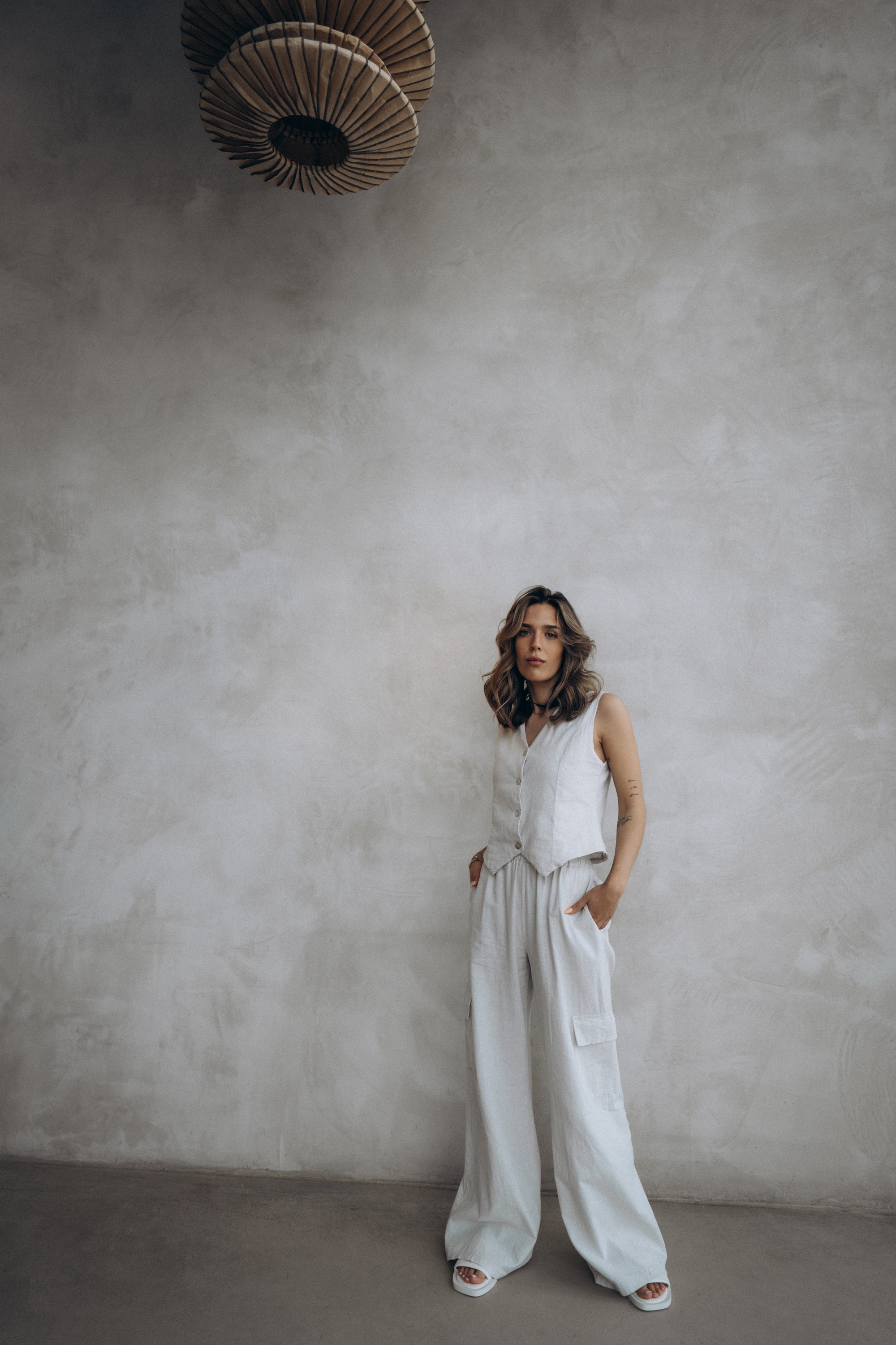 Cargo-Leinenhose „HiljaDLL“ light stone