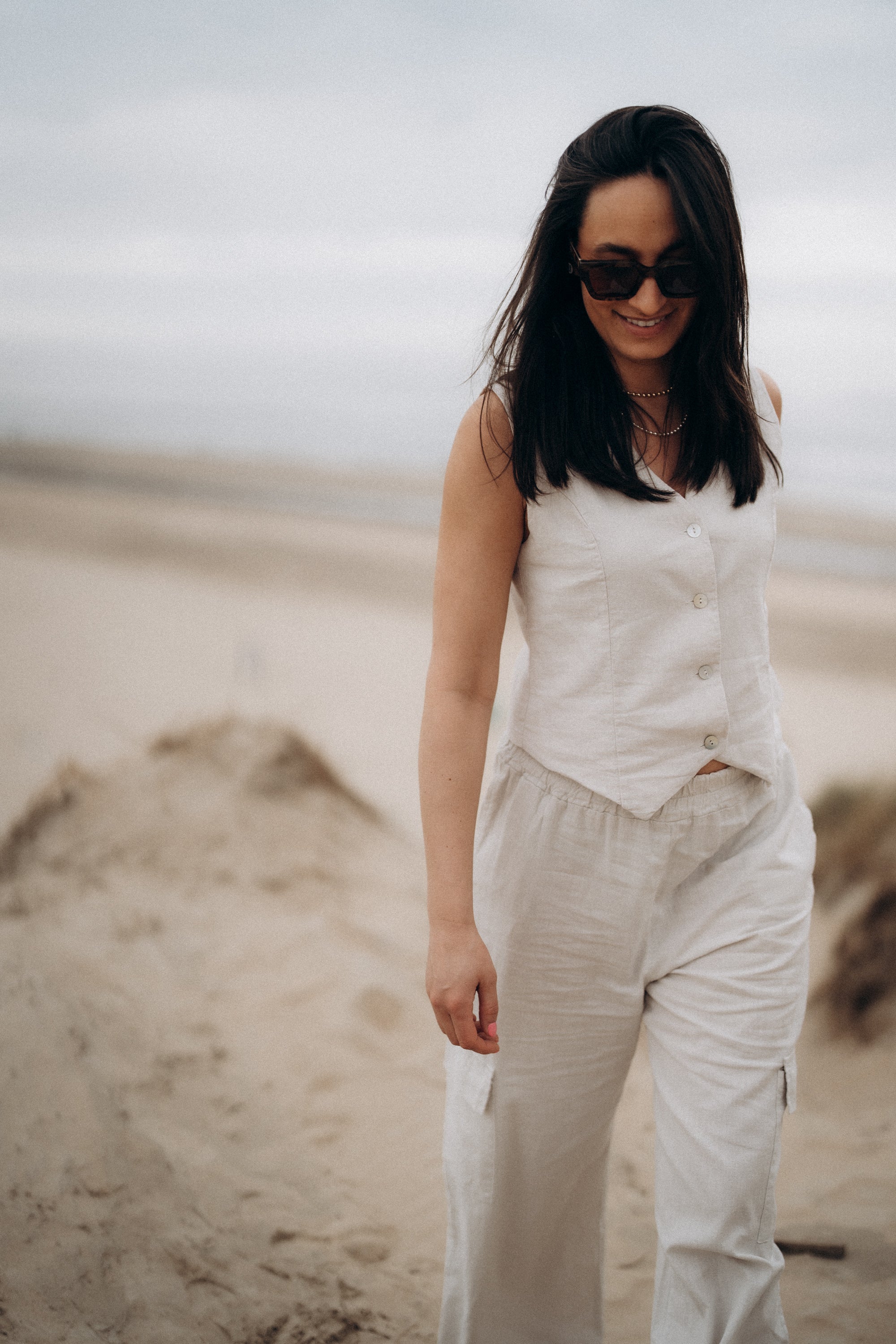 Leinenweste „HannaDLL“ light stone