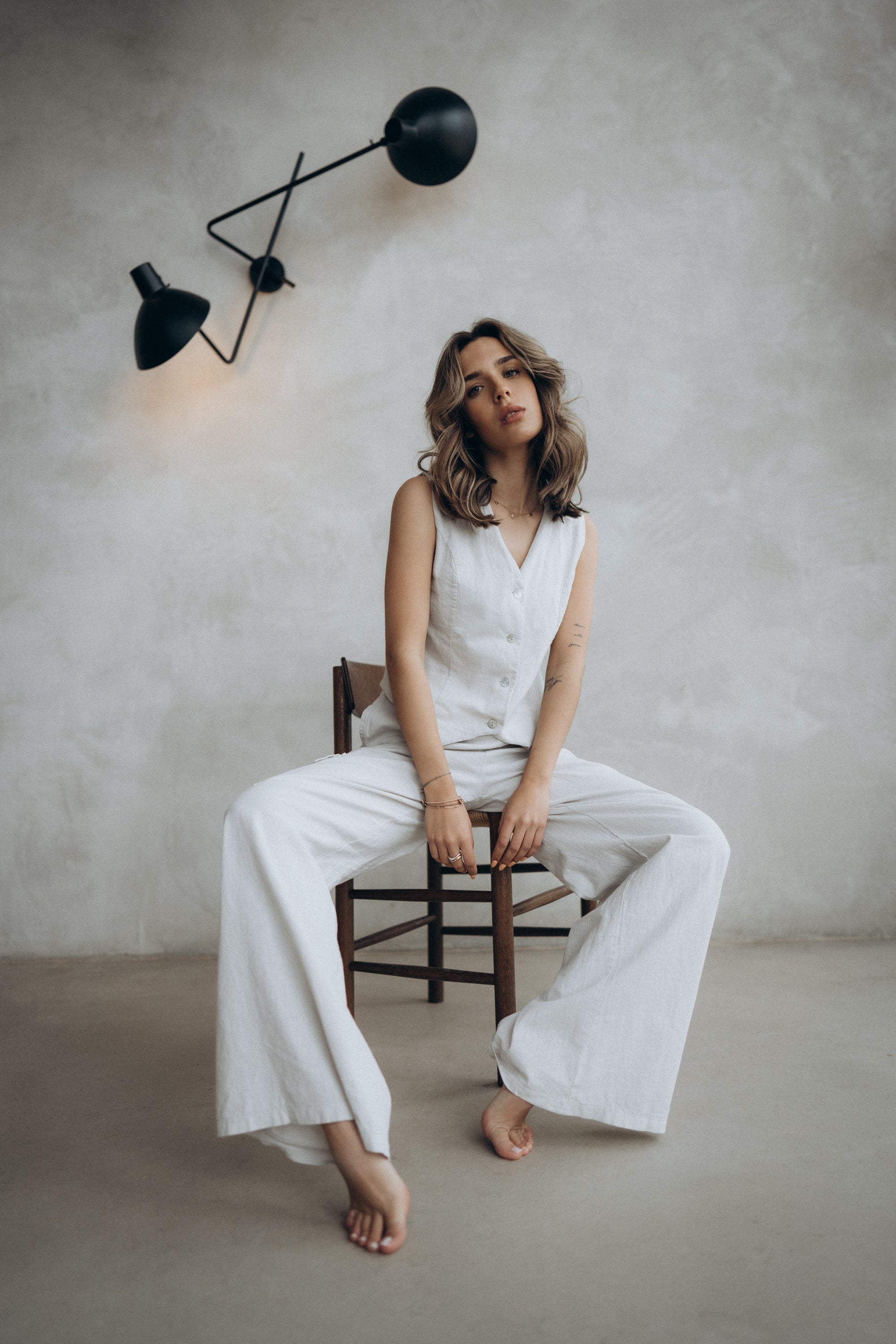 Leinenweste „HannaDLL“ light stone