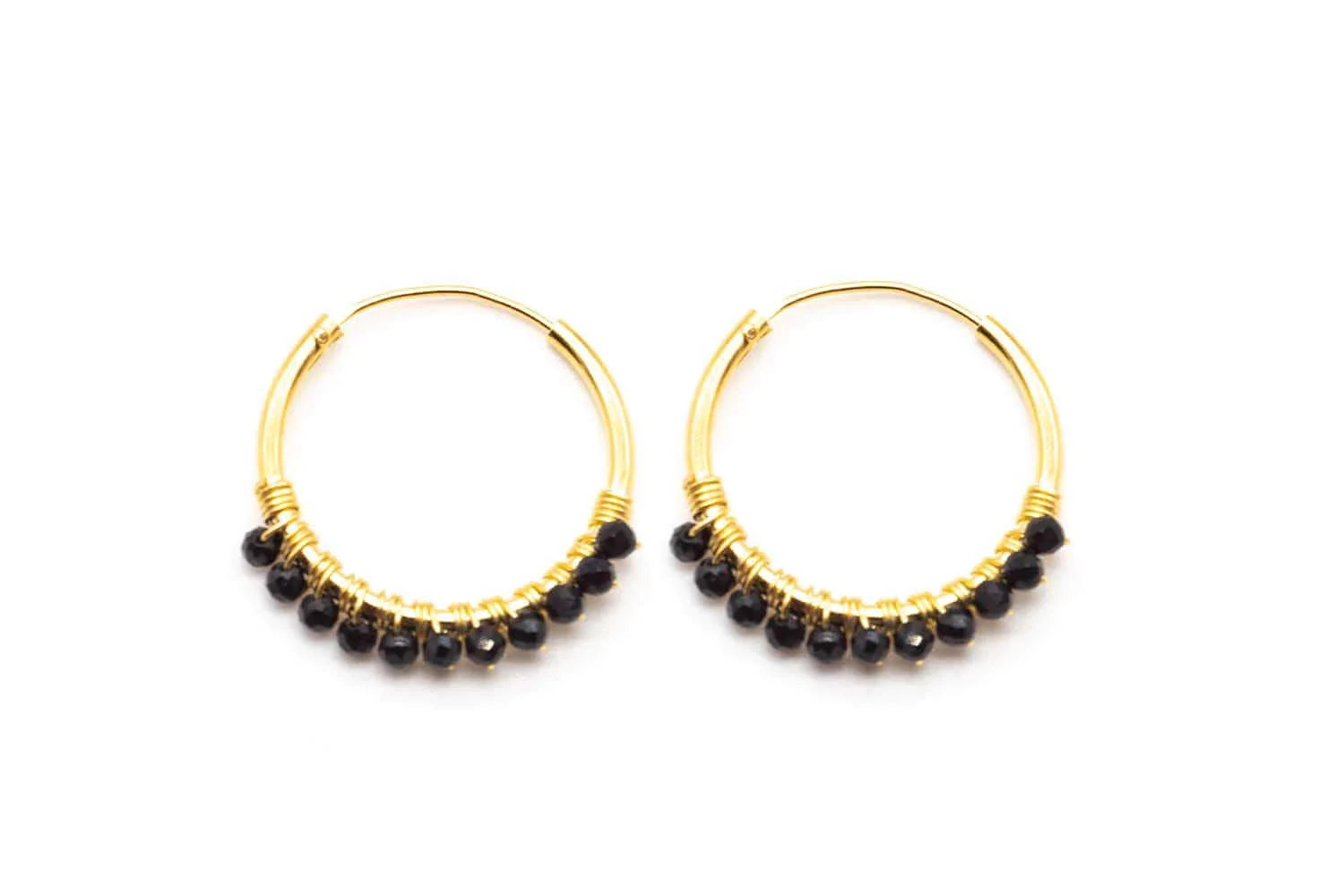 "Big Hoop Green Onyx" Earrings