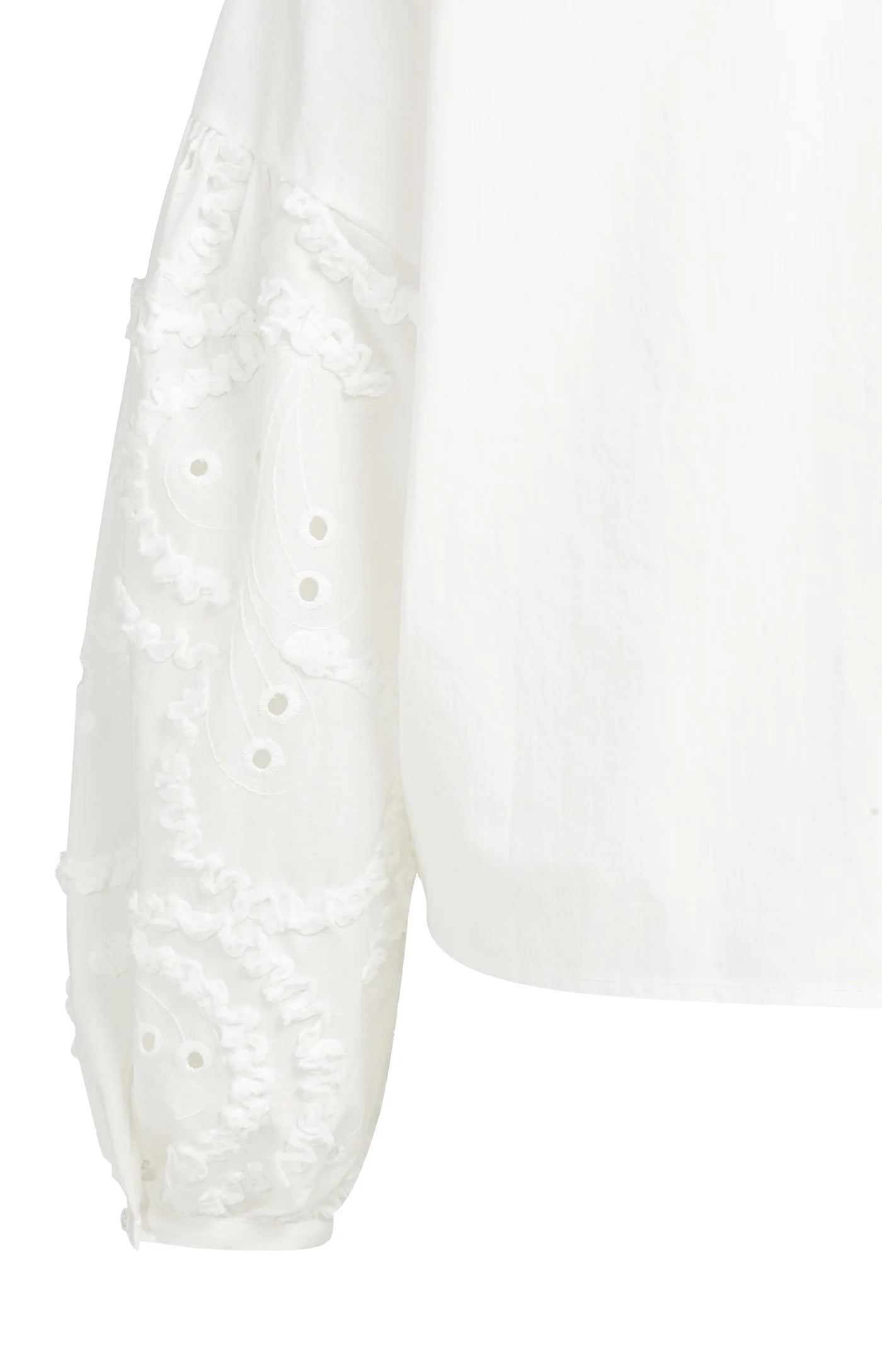 Bluse mit bestickten Ärmeln und Rundhalsausschnitt
