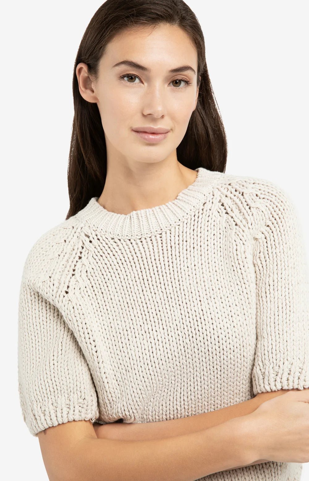 Pullover aus dickem Strick mit kurzen Ärmeln - kit beige - Dein Lieblingsladen Concept