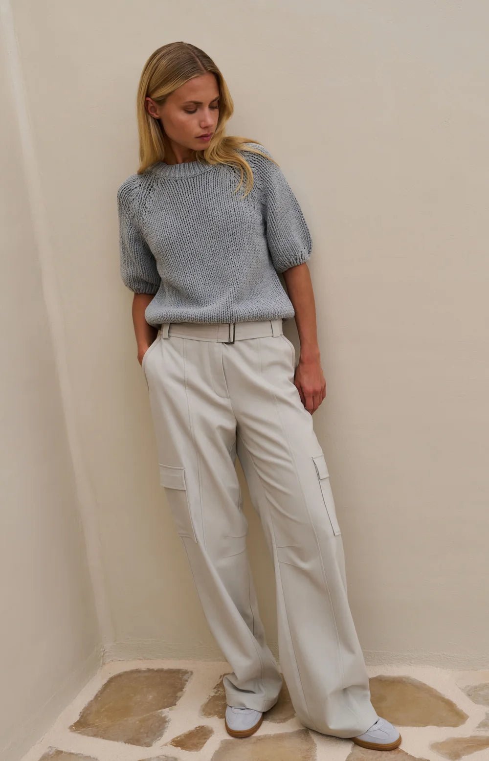 Pullover aus dickem Strick mit kurzen Ärmeln - iron grey - Dein Lieblingsladen Concept