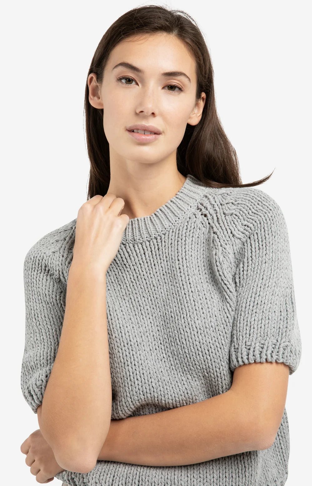 Pullover aus dickem Strick mit kurzen Ärmeln - iron grey - Dein Lieblingsladen Concept