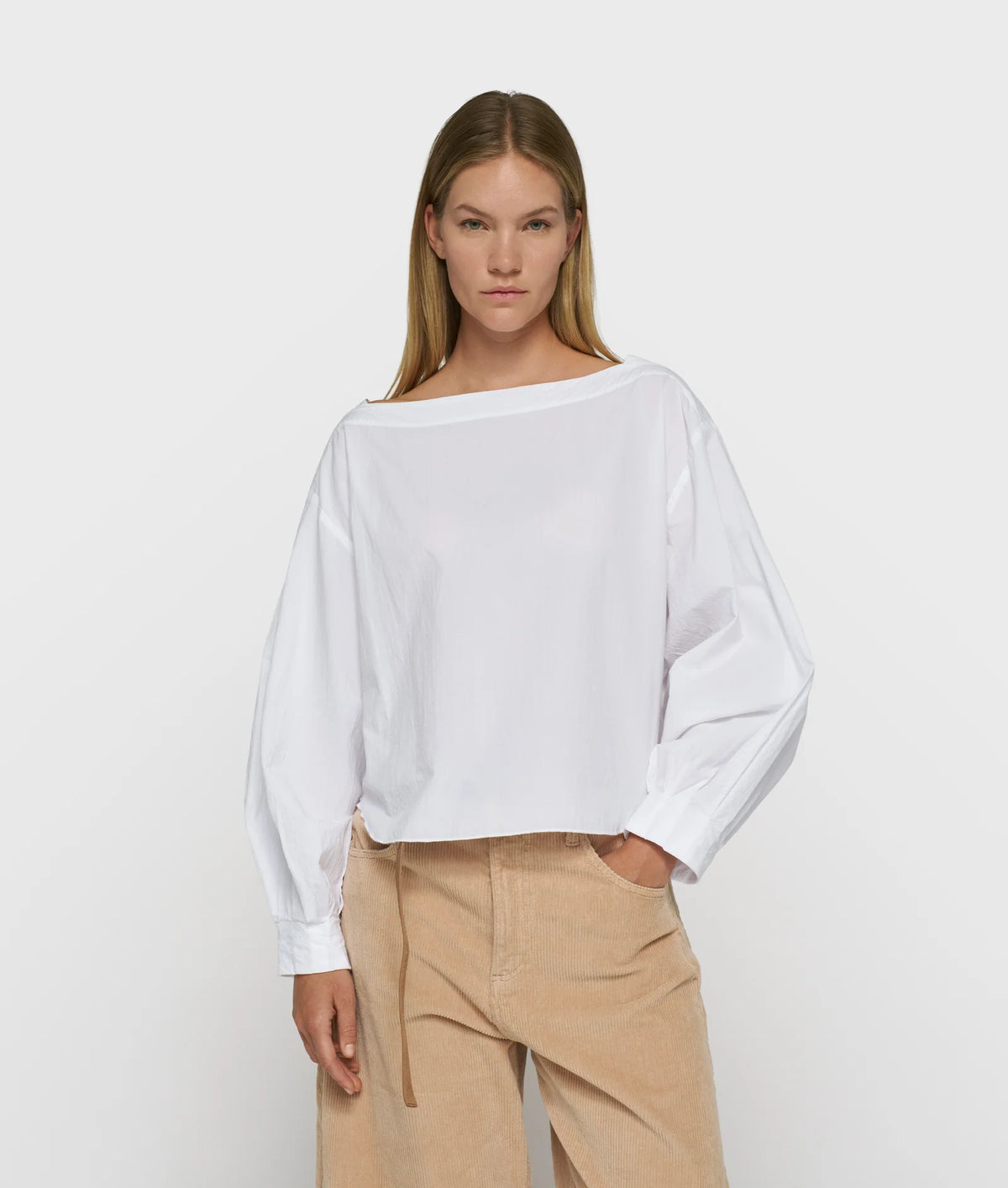 Boatneck Blouse Poplin white