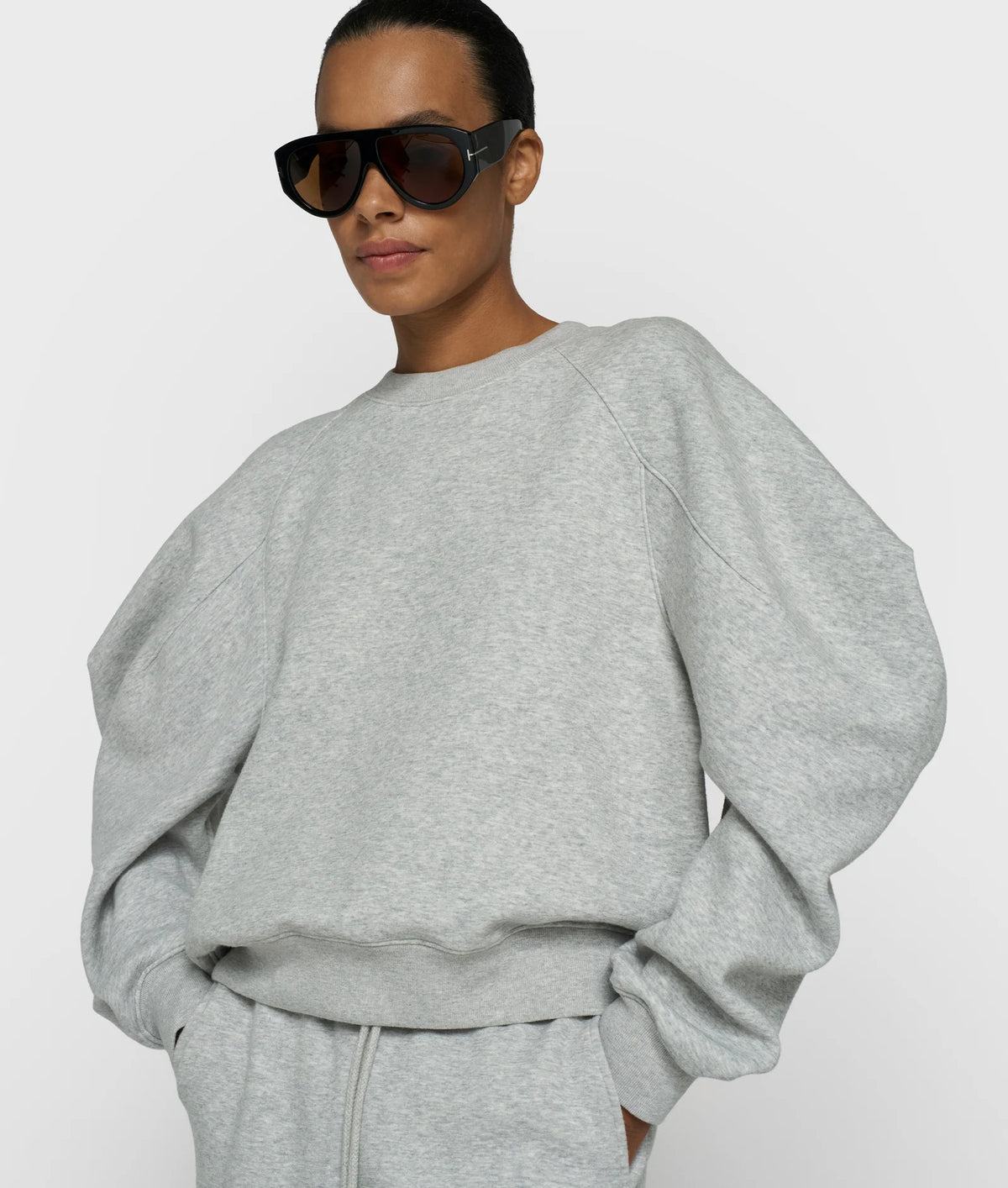 Puff Sleeve Sweater Neoprene light grey melee