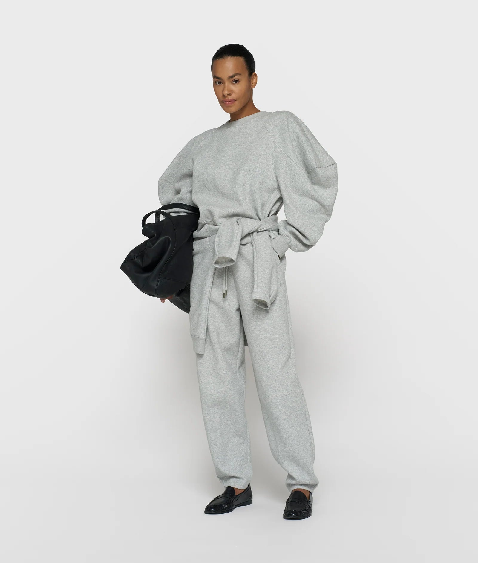 Puff Sleeve Sweater Neoprene light grey melee