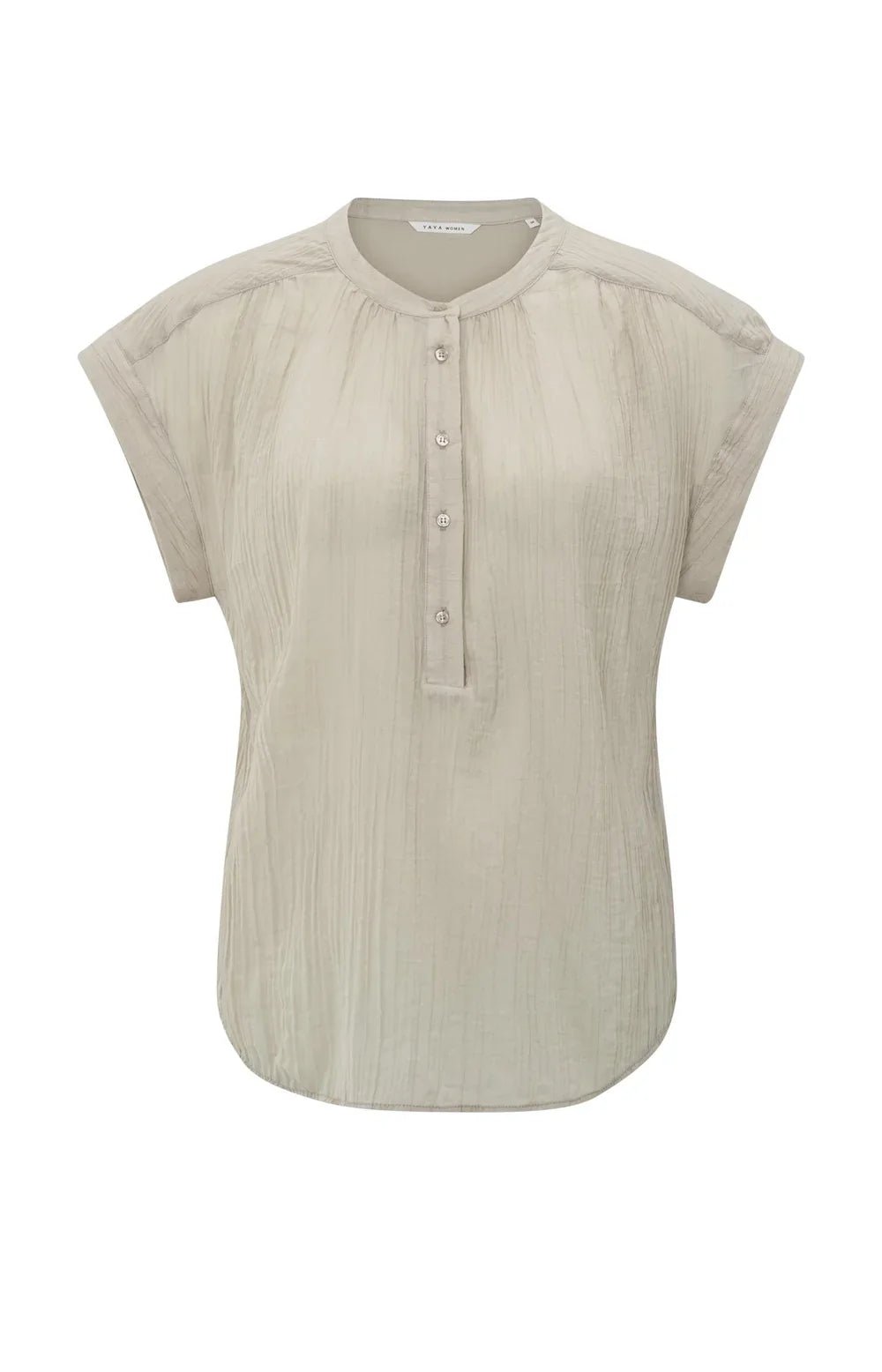Fließende Bluse mit Polokragen - silver lining beige - Dein Lieblingsladen Concept