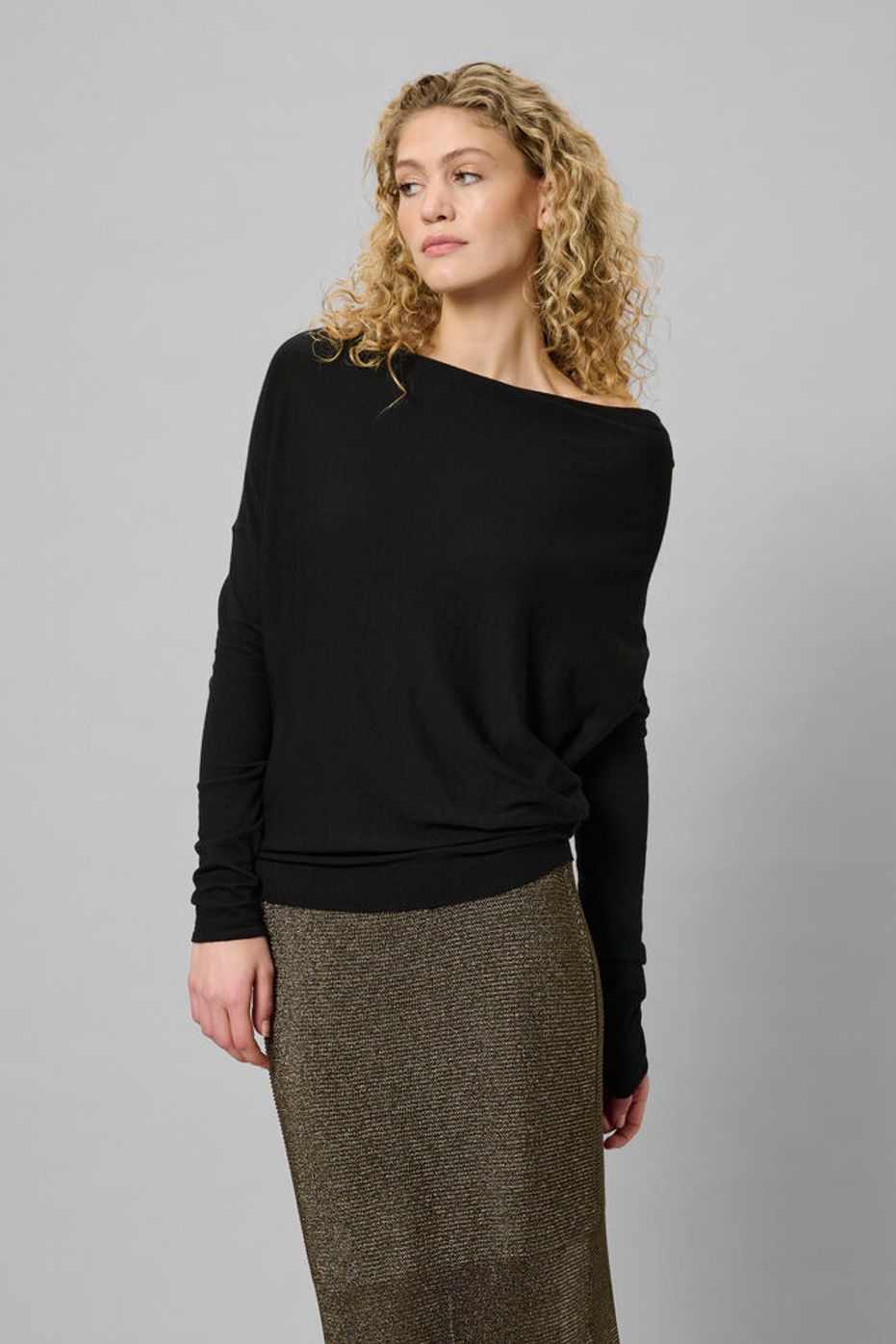 Waterfall Knit Blouse "MWPolly"-black