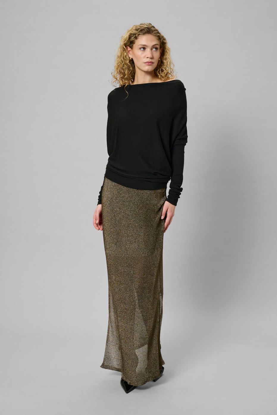 Waterfall Knit Blouse "MWPolly"-black