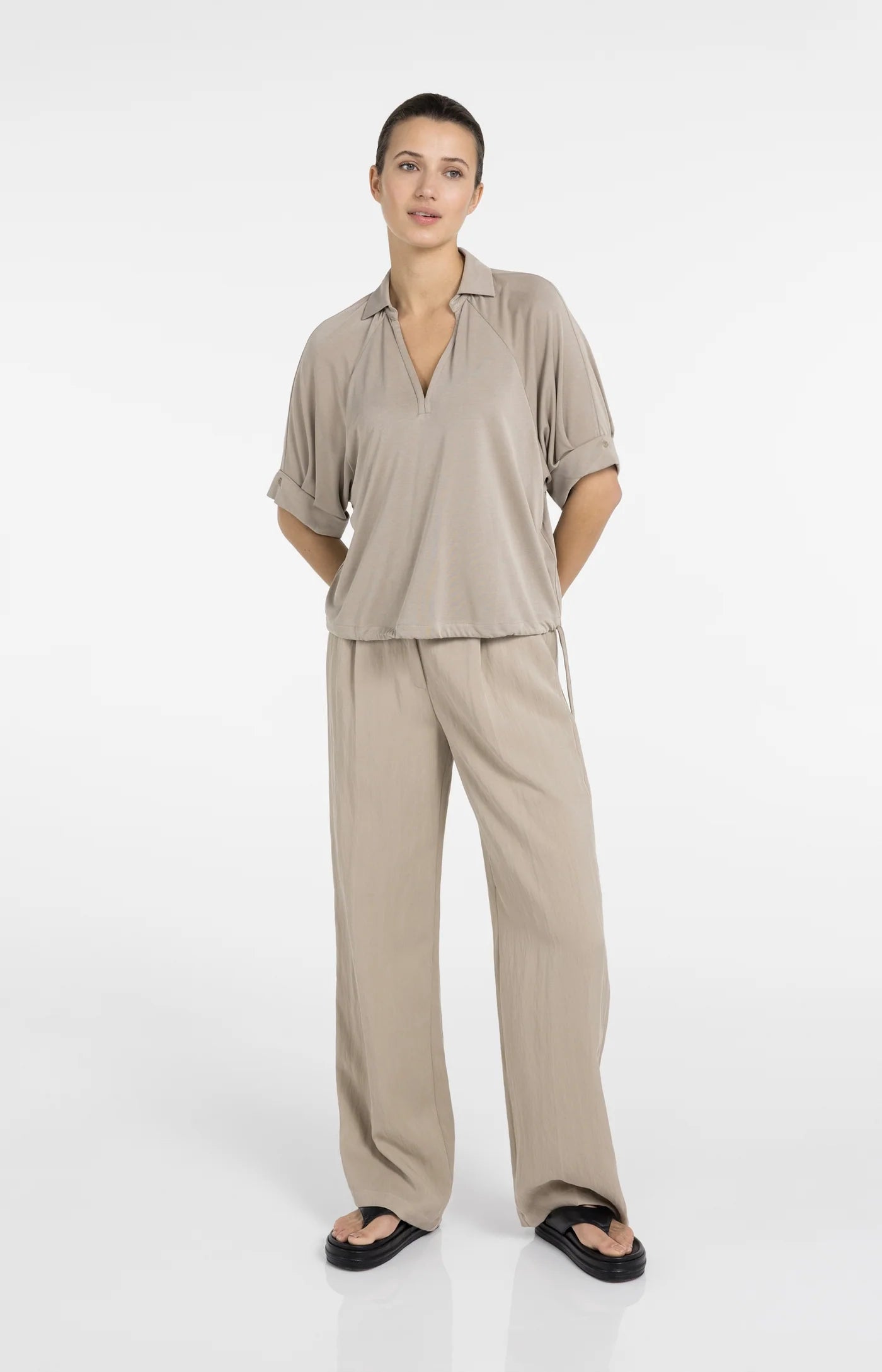 Jersey Oberteil mit Zierfalten an der Seitennaht