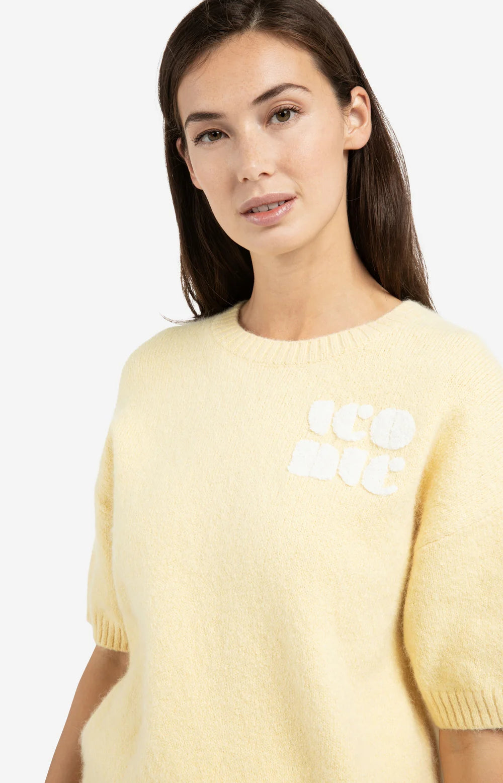 Kurzärmeliger Strickpullover-reed yellow