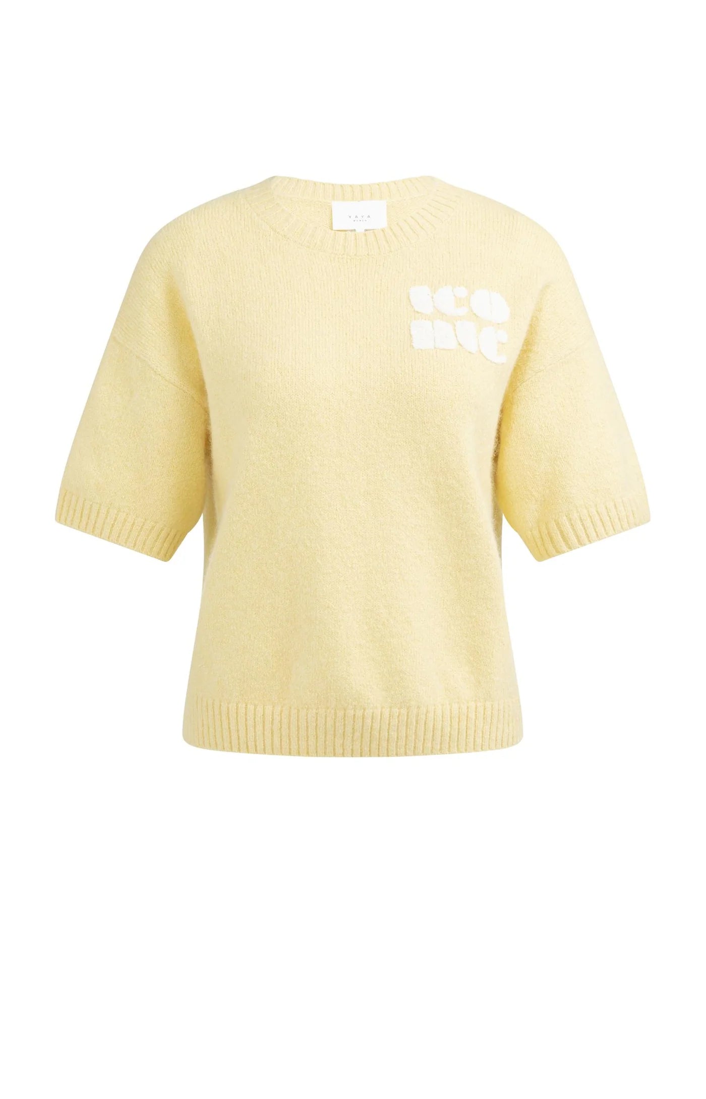 Kurzärmeliger Strickpullover-reed yellow