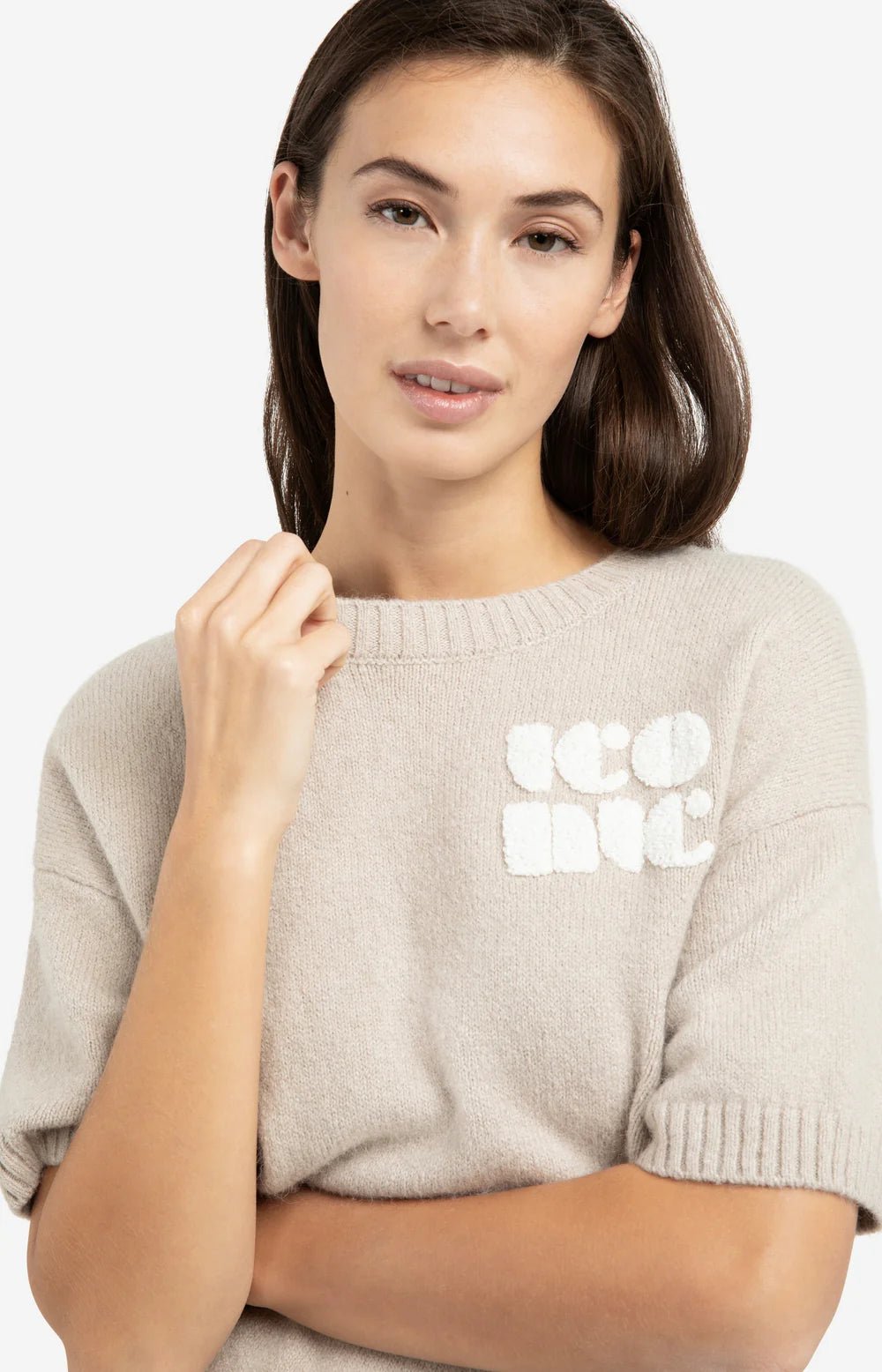 Kurzärmeliger Strickpullover - mist green - Dein Lieblingsladen Concept