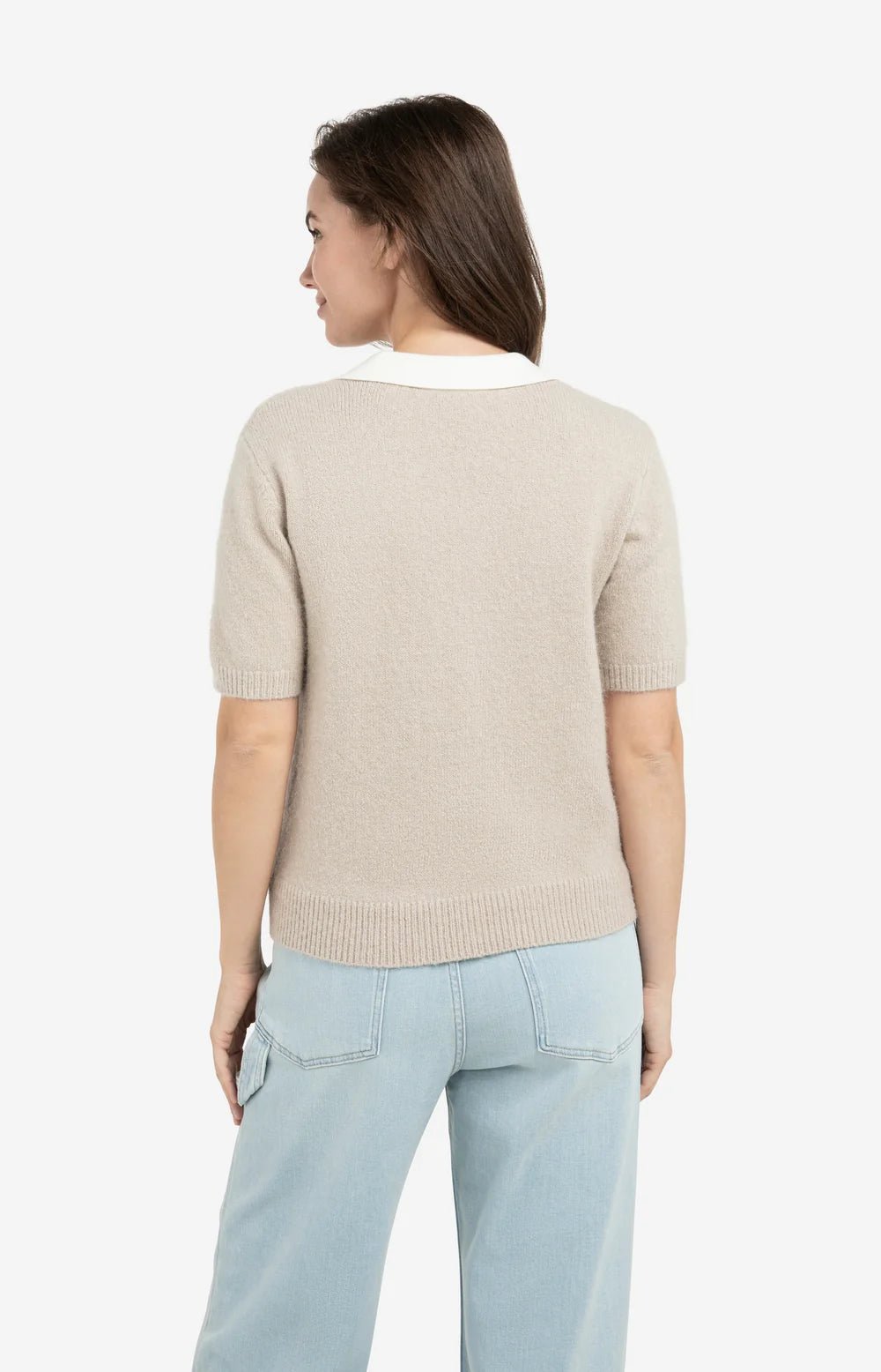 Kurzärmeliger Strickpullover mit kontrastierenden Kragen - Dein Lieblingsladen Concept