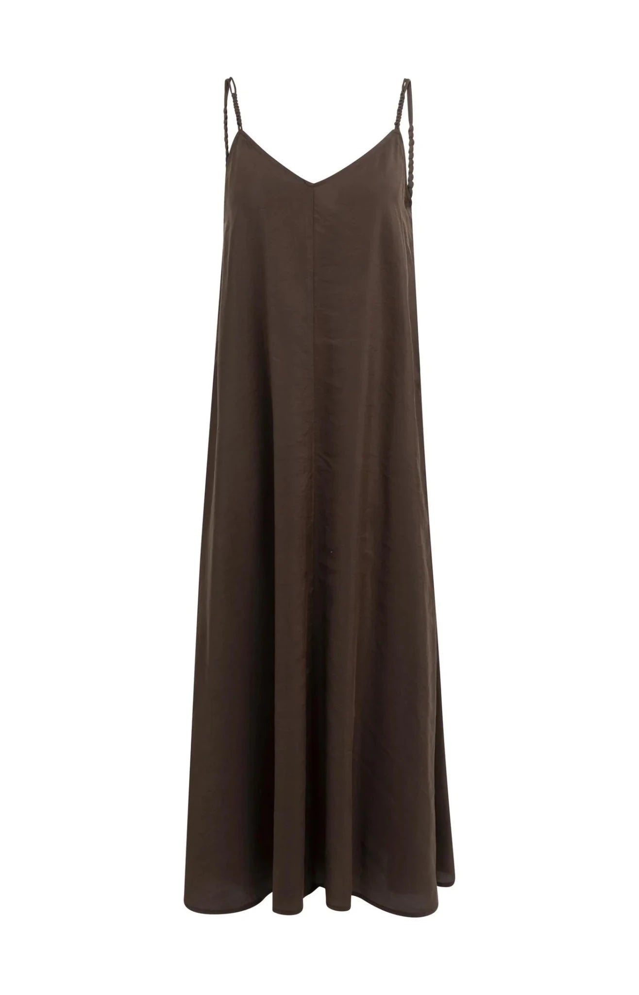 Langes Trägerkleid mit V-Ausschnitt-aubergine purple - Dein Lieblingsladen Concept