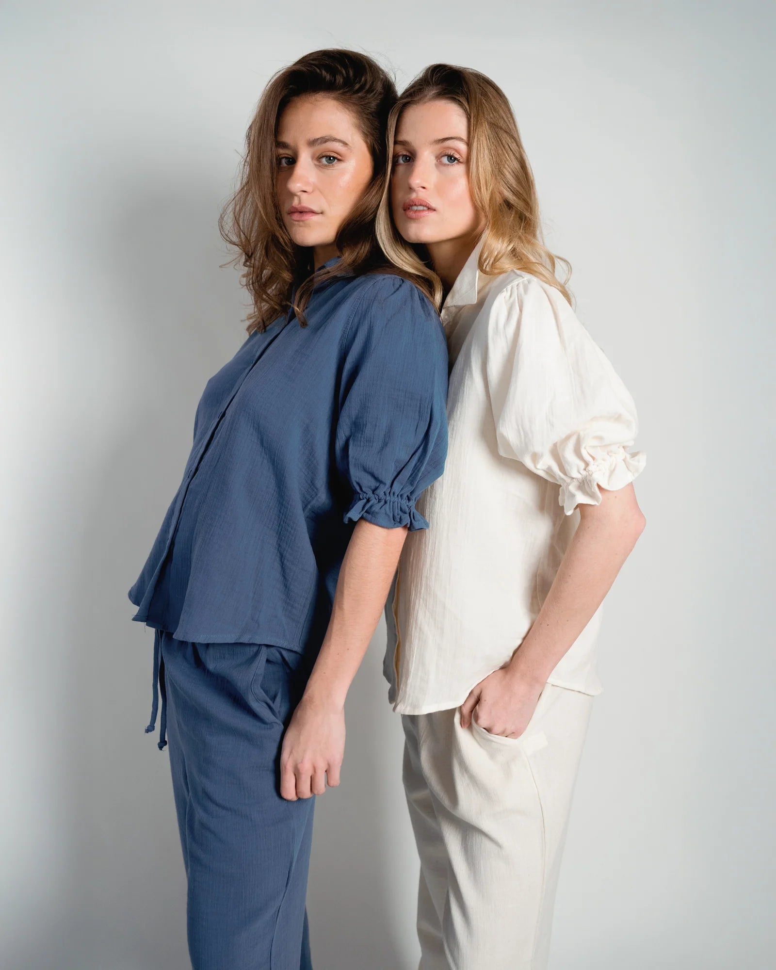 Puff Sleeve Blouse "Sophie" jeans blue