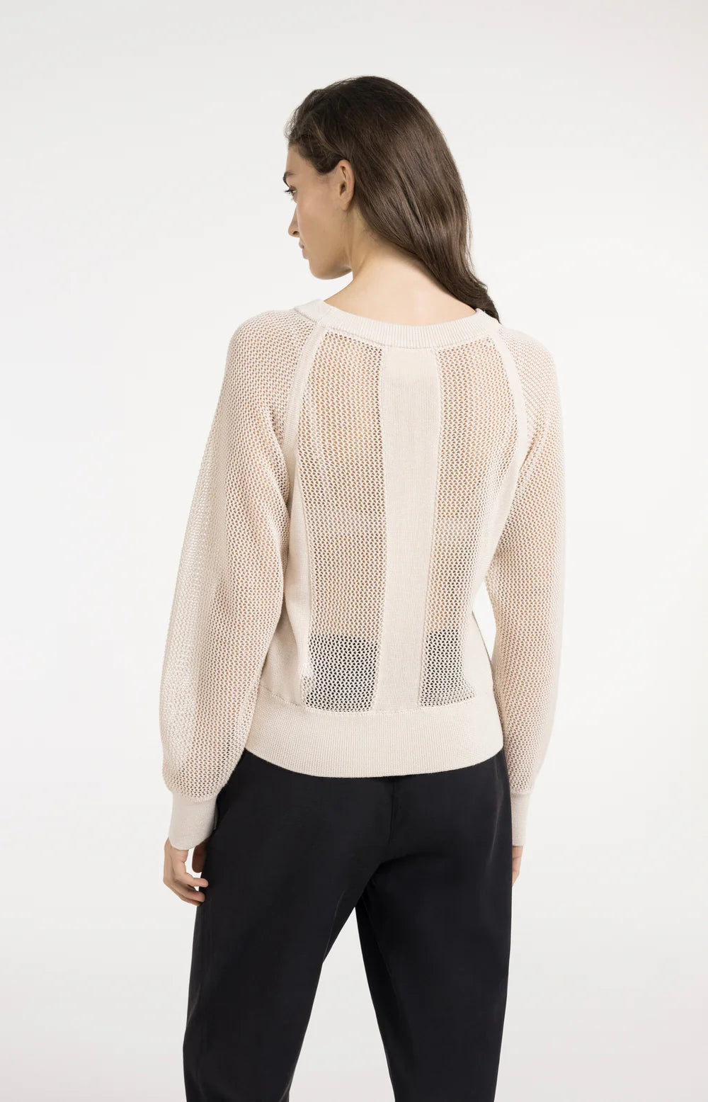 Strickpullover in Netzoptik mit Raglanärmeln Cloud Creme White