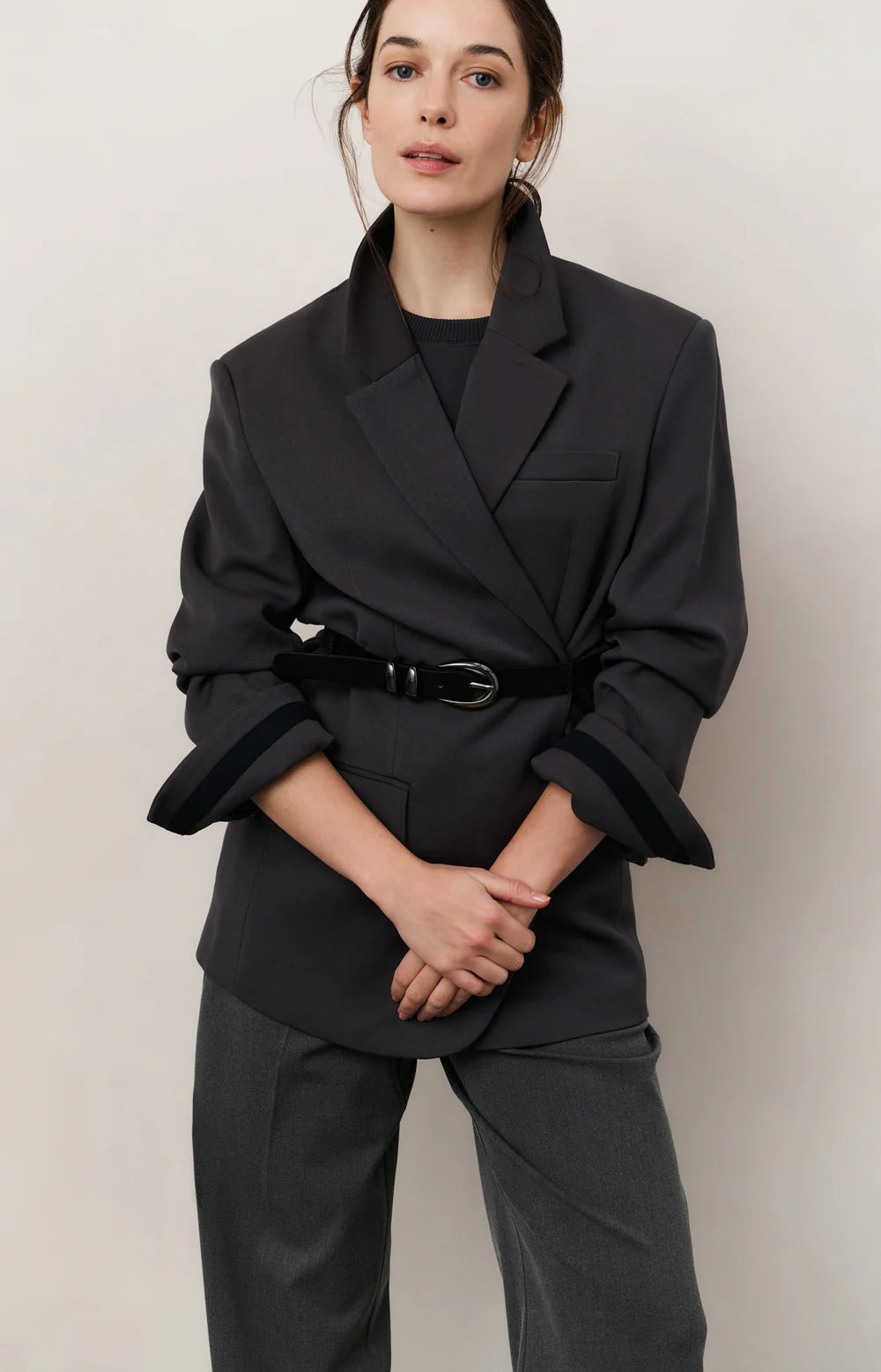 Oversize-Blazer mit Zierband