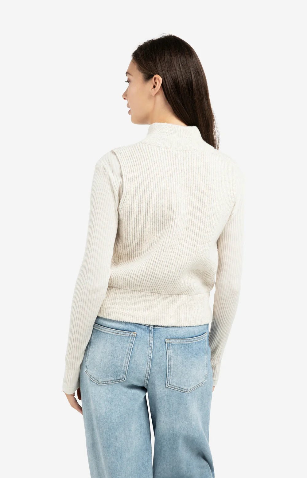 Gerippte ärmellose Strickweste mit hohem Kragen - Dein Lieblingsladen Concept