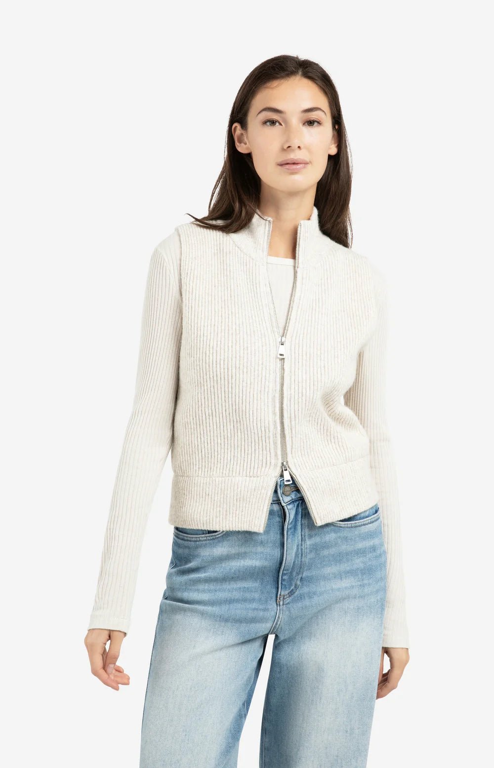 Gerippte ärmellose Strickweste mit hohem Kragen - Dein Lieblingsladen Concept