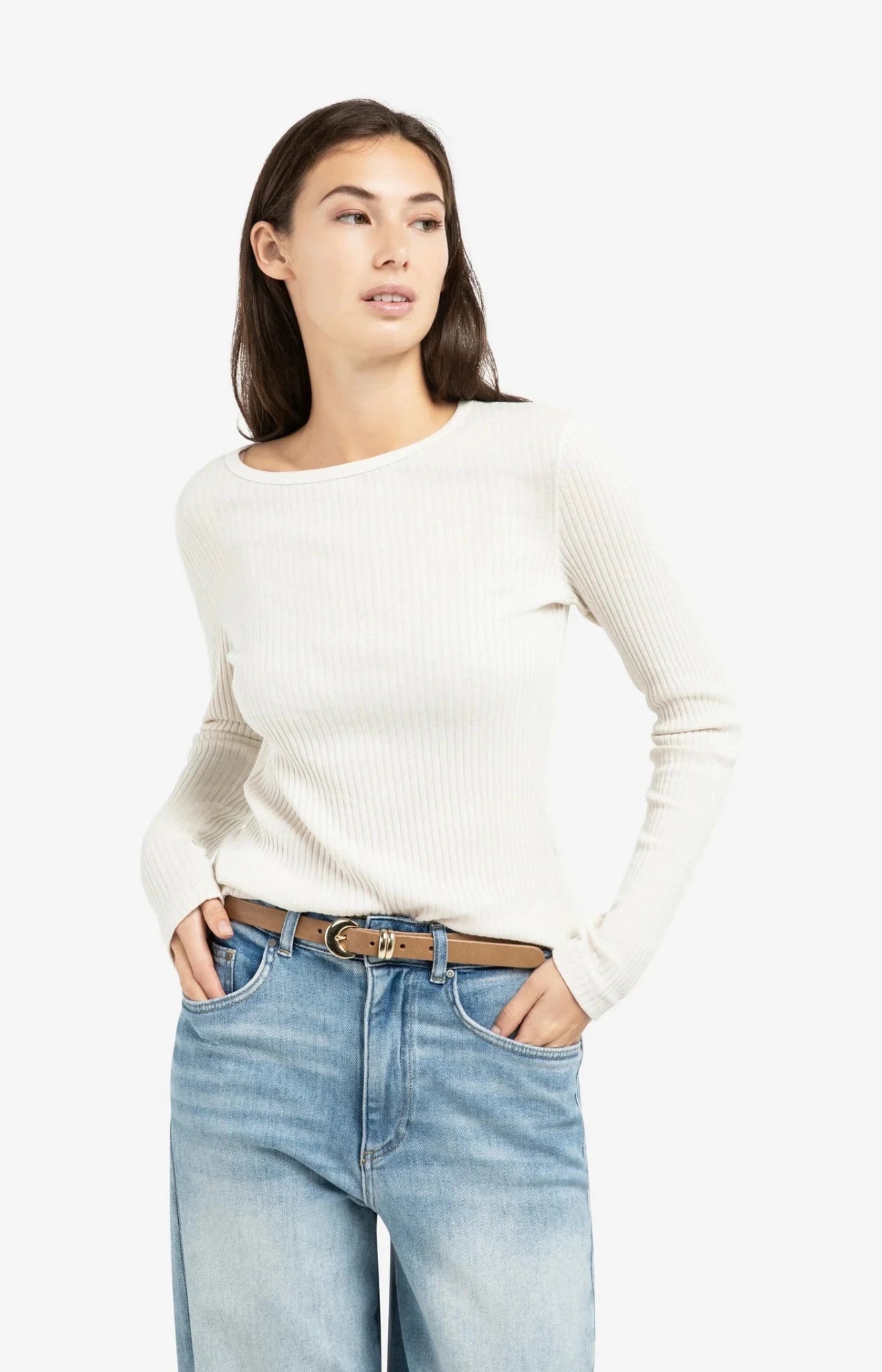 Geripptes Langarmshirt mit Rundhalsausschnitt - Dein Lieblingsladen Concept