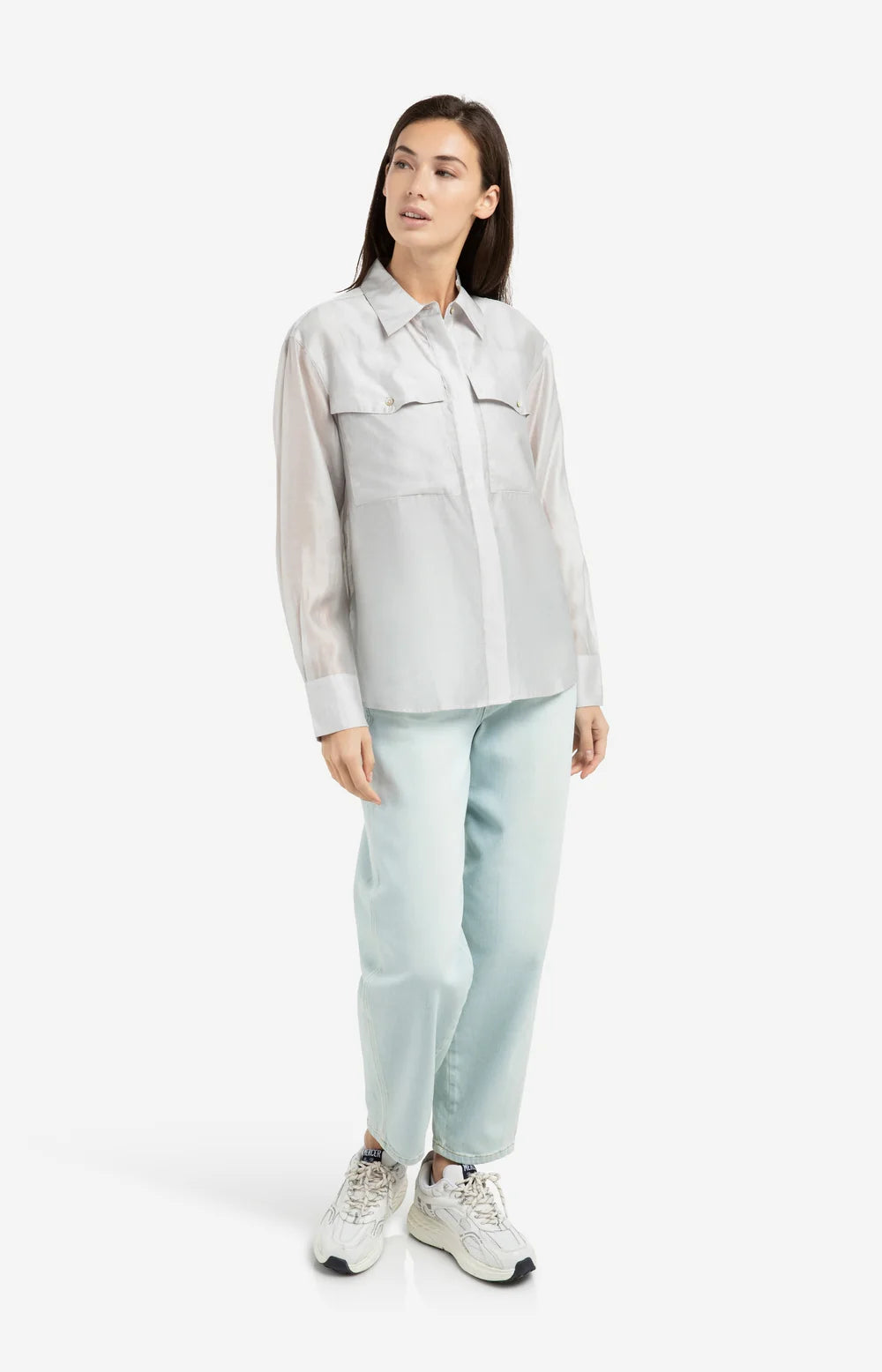 Durchsichtige Bluse mit Brusttaschen