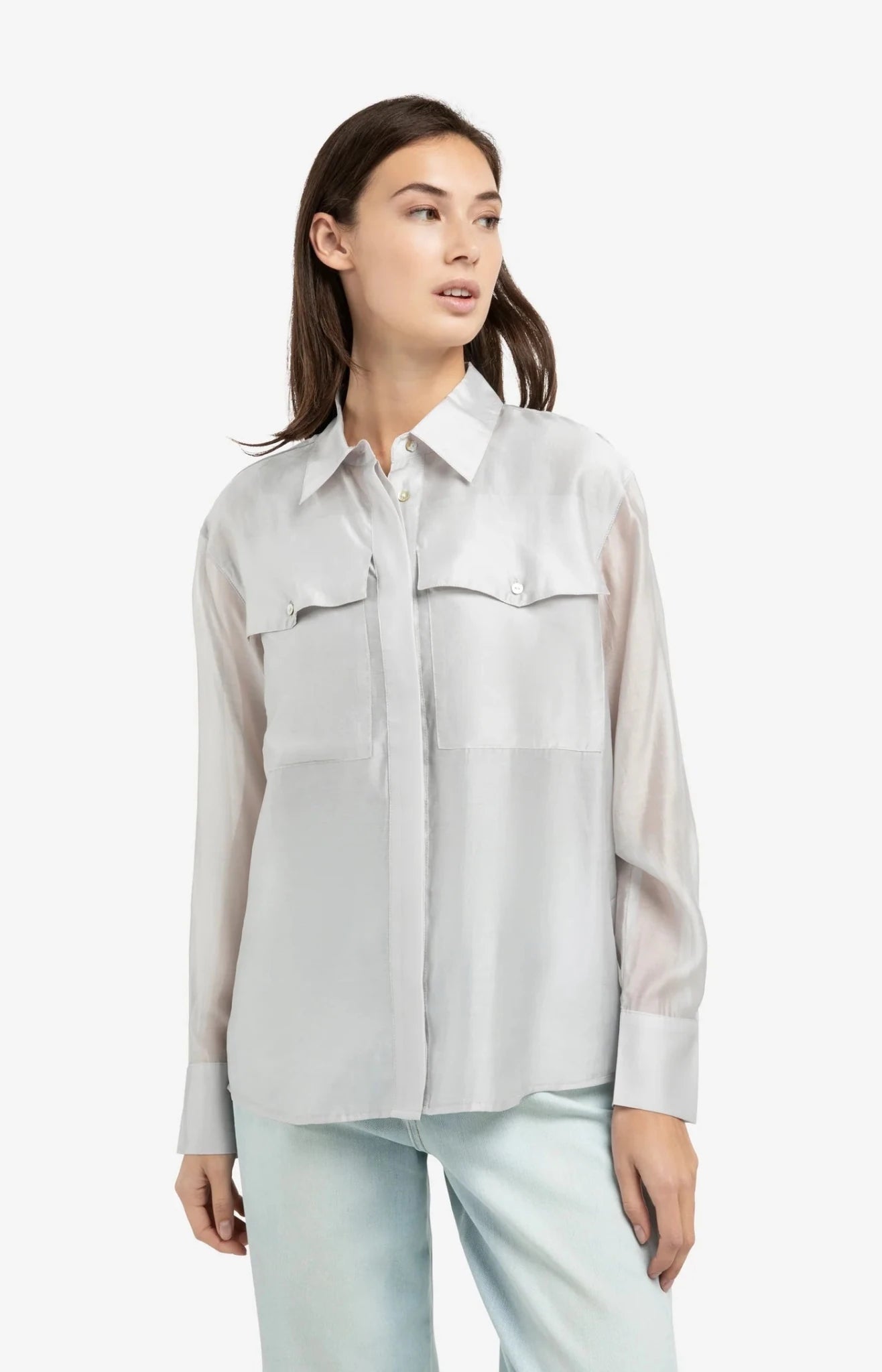Durchsichtige Bluse mit Brusttaschen - Dein Lieblingsladen Concept