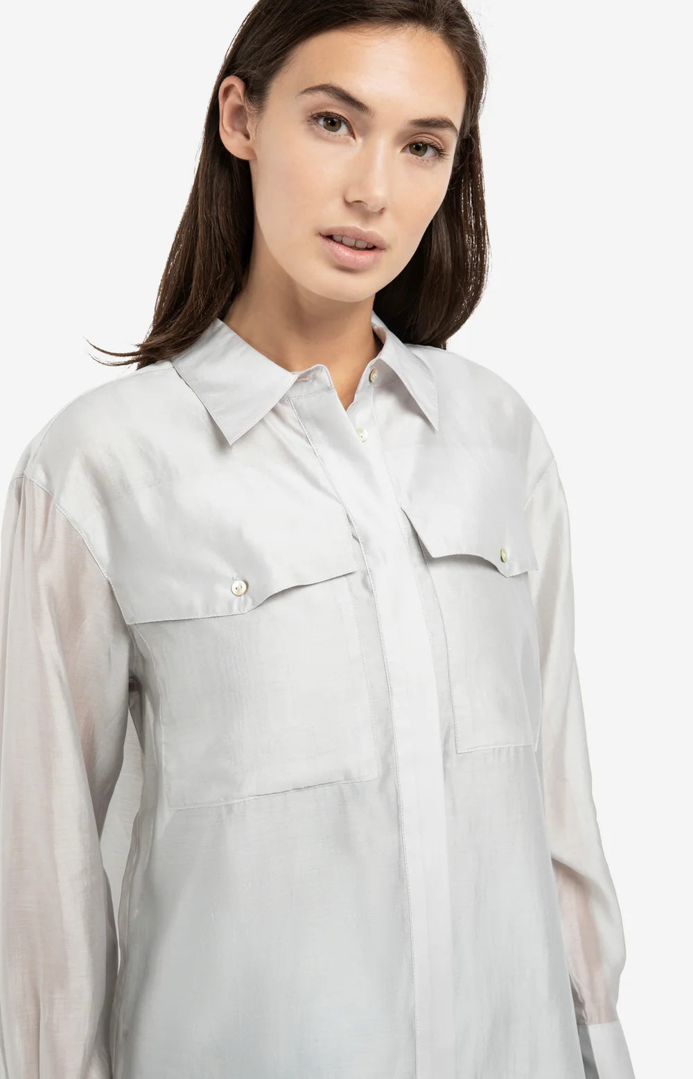 Durchsichtige Bluse mit Brusttaschen