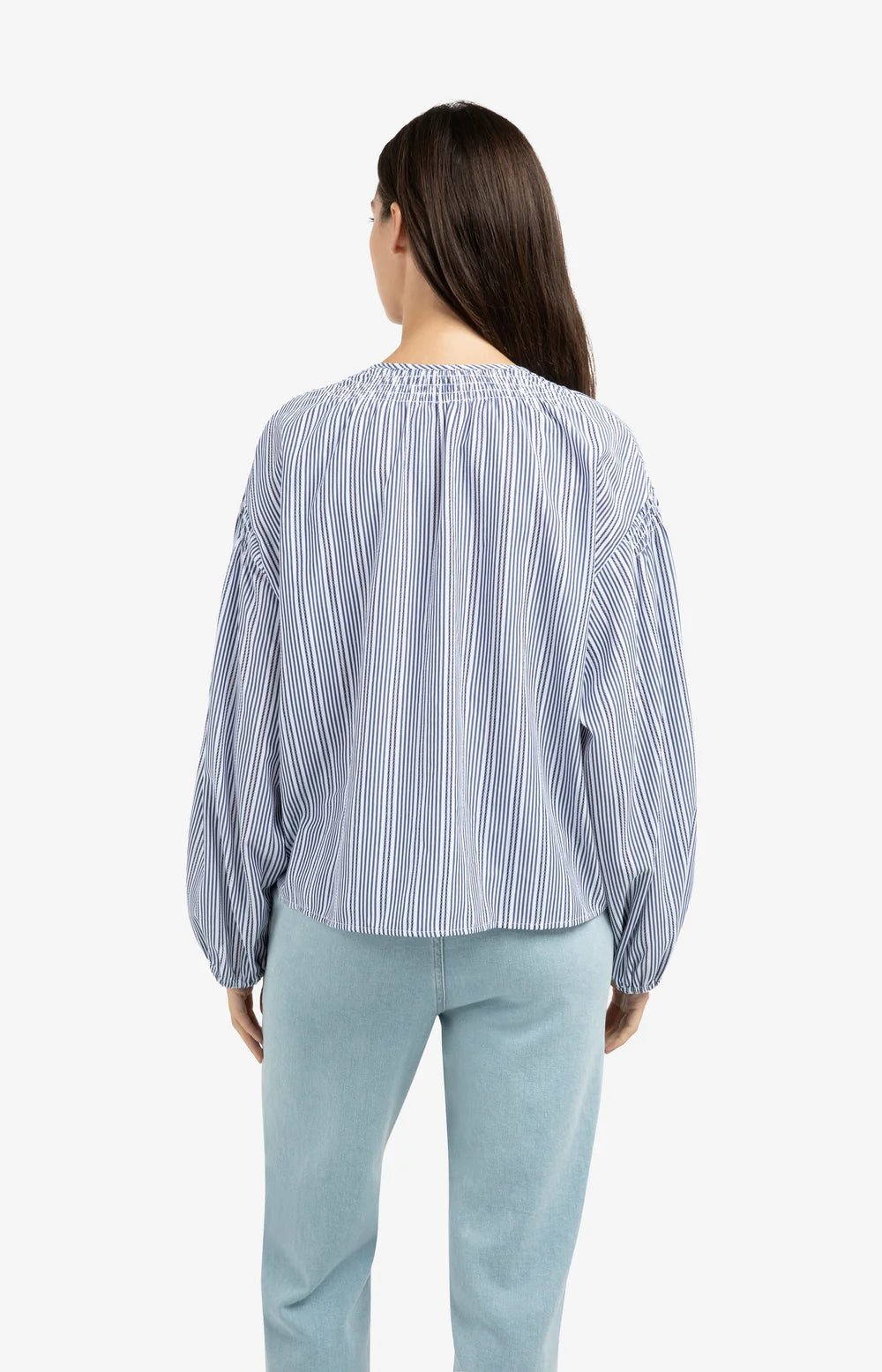 Gestreifte Bluse mit gekräuselten Details - Dein Lieblingsladen Concept