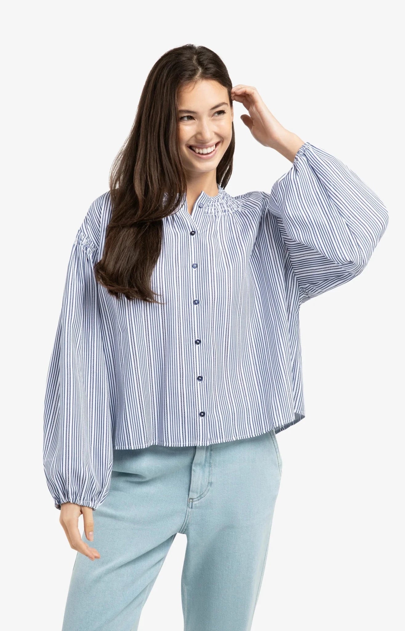 Gestreifte Bluse mit gekräuselten Details - Dein Lieblingsladen Concept