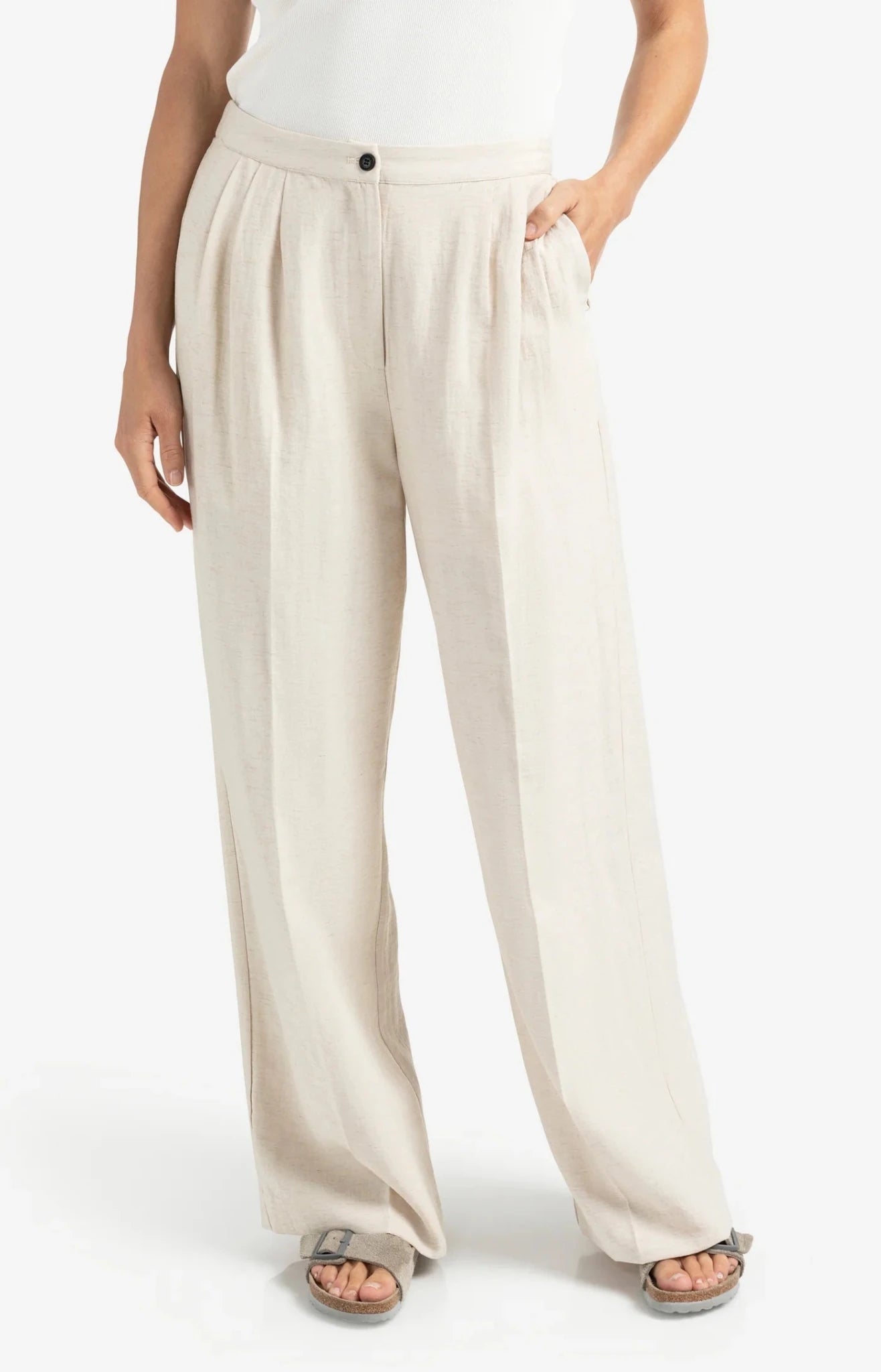 Strukturierte gewebte Hose mit weitem Bein - Dein Lieblingsladen Concept