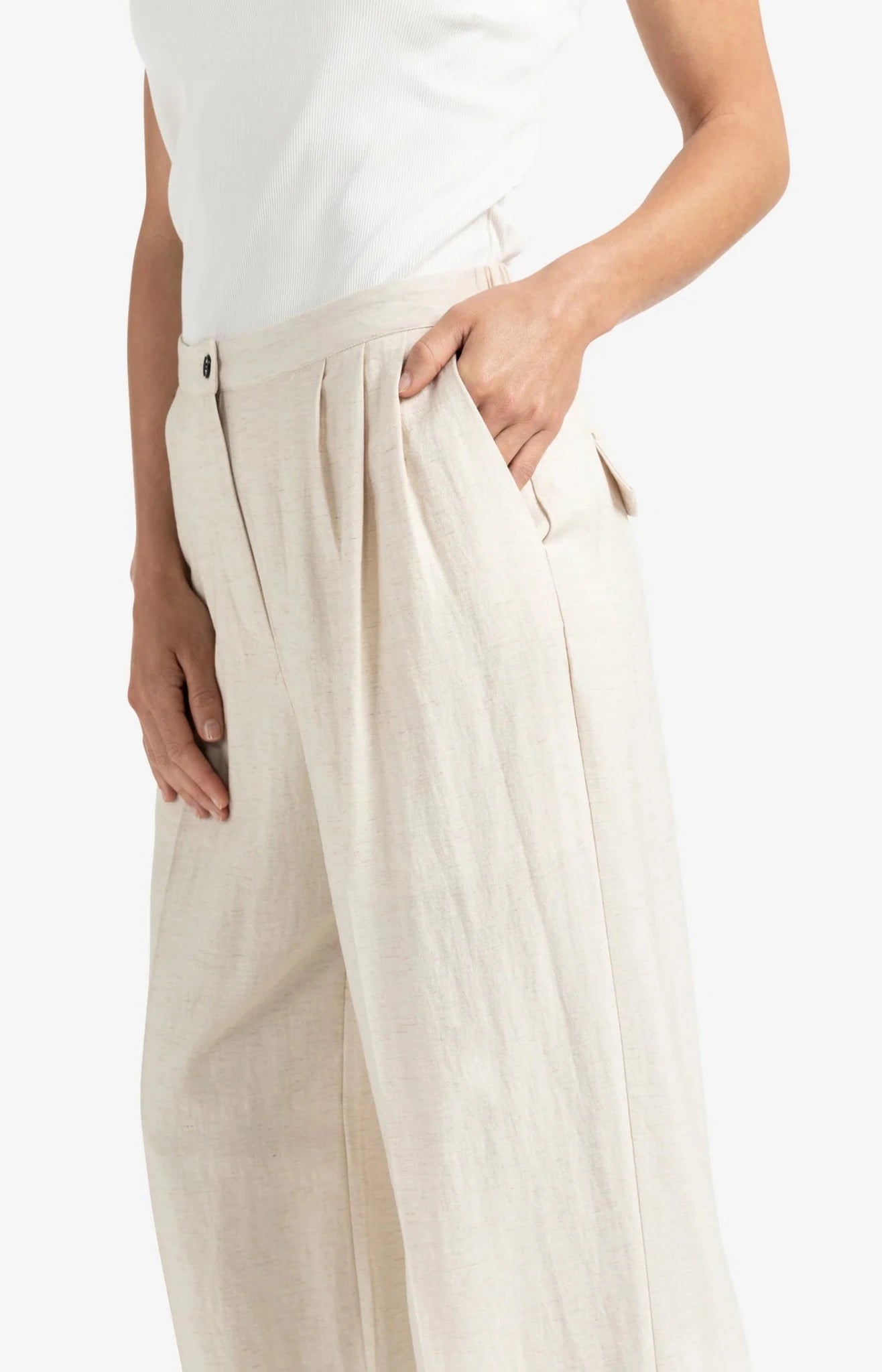 Strukturierte gewebte Hose mit weitem Bein - Dein Lieblingsladen Concept