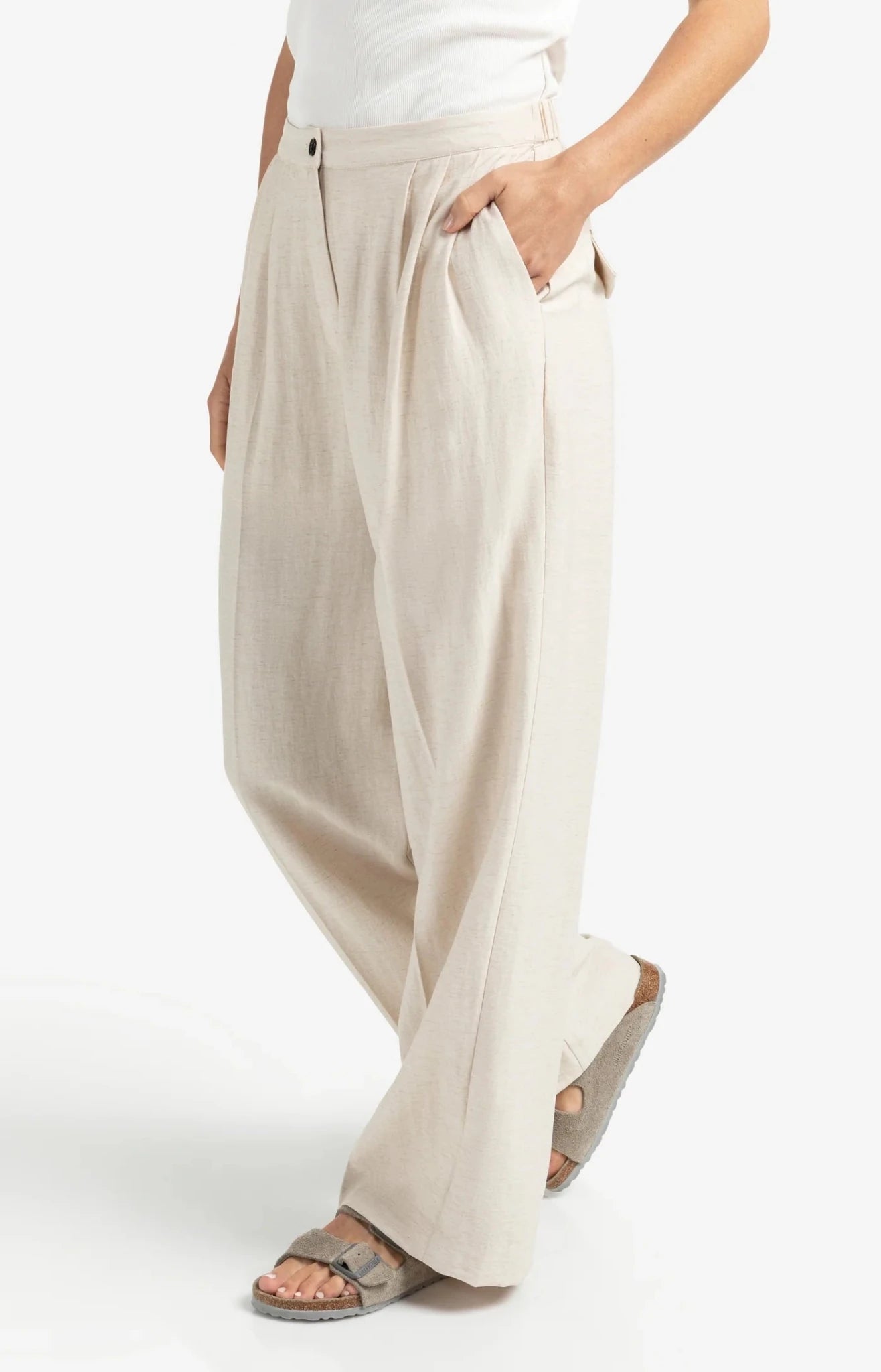Strukturierte gewebte Hose mit weitem Bein - Dein Lieblingsladen Concept