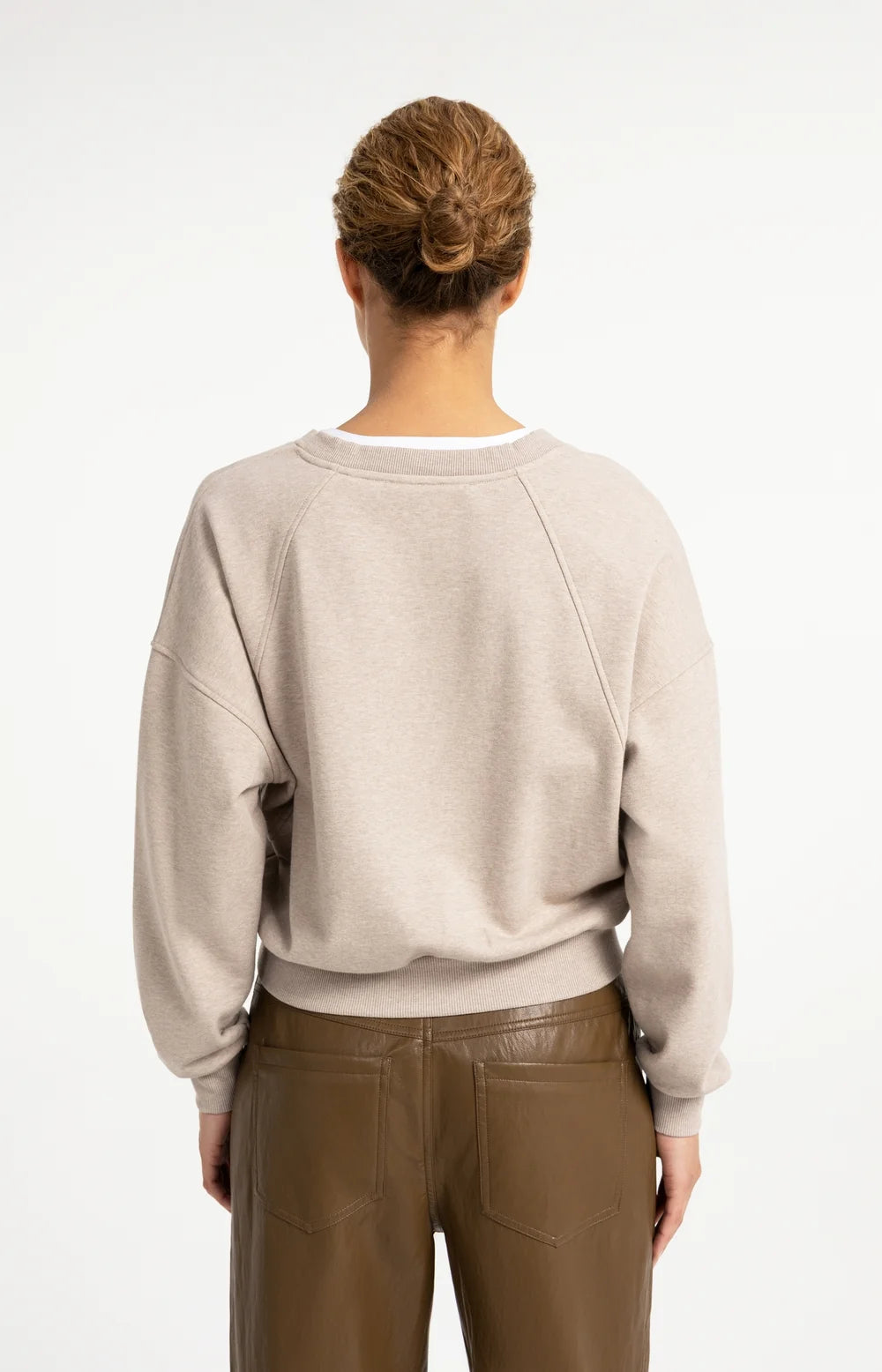 Sweatshirt mit V-Ausschnitt und Webkragen