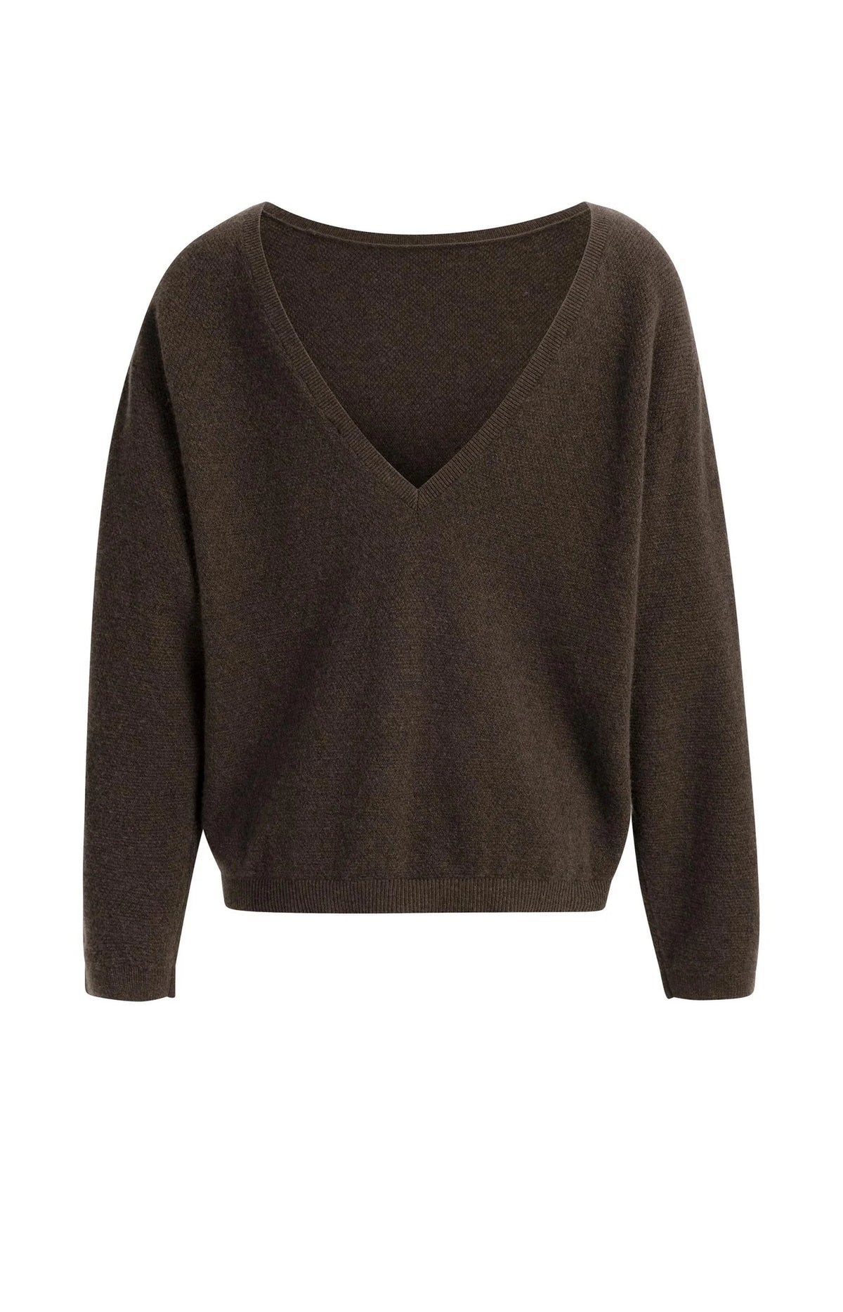 Strukturierter Pullover mit tiefem V-Ausschnitt hinten