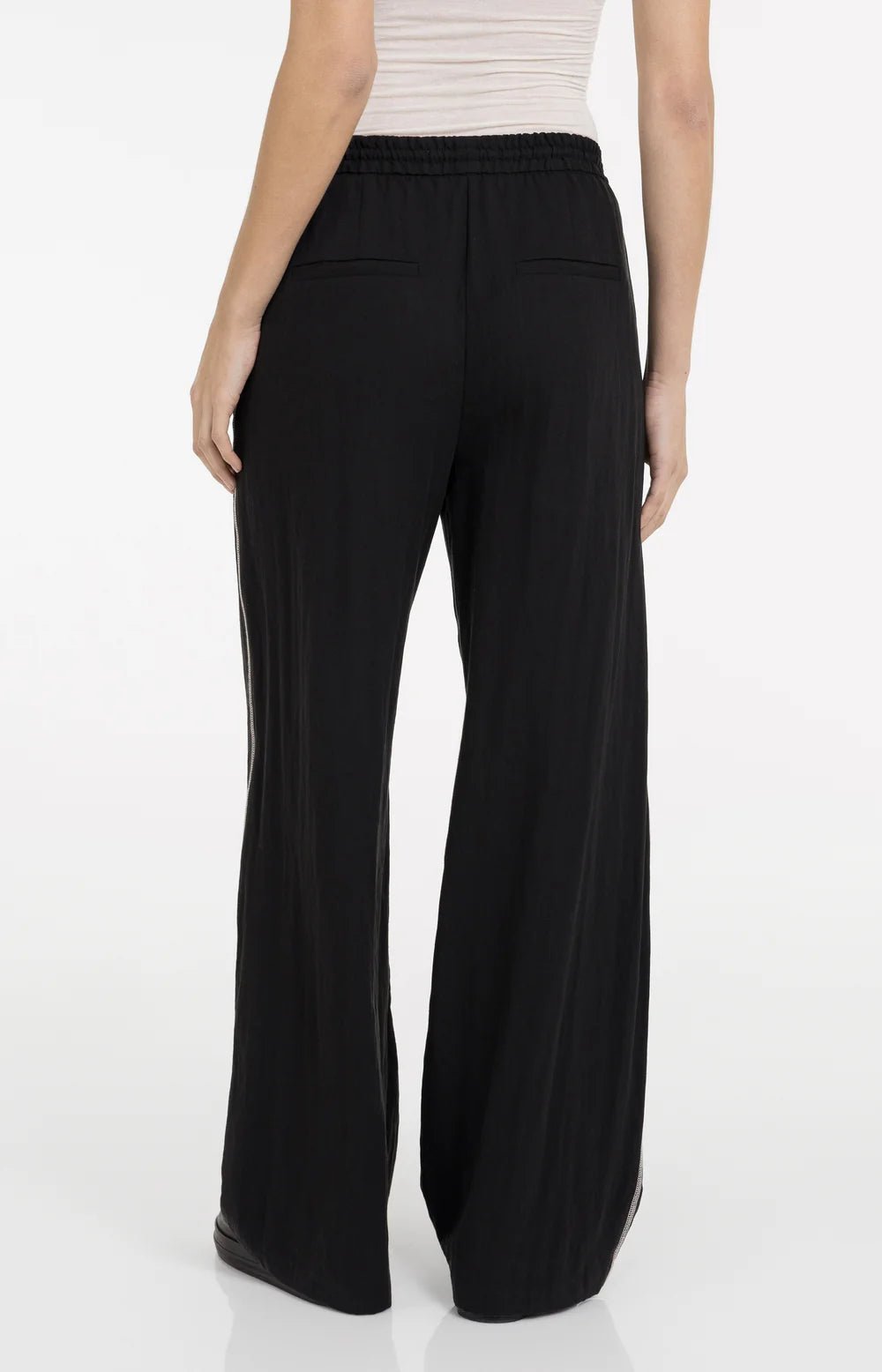 Hose mit weitem Bein und Kontrastnähten Black
